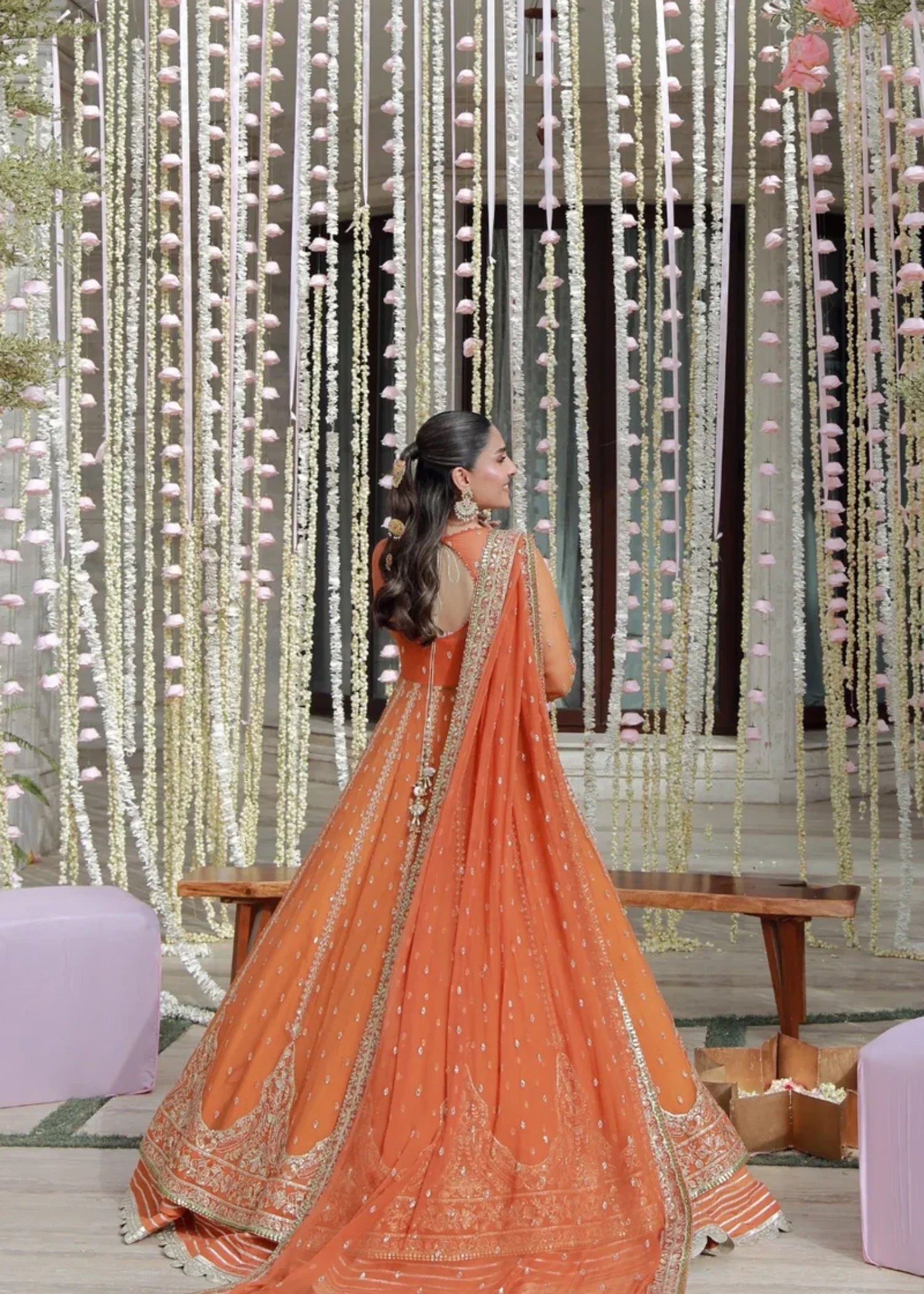 chiffon Maxi in Coral orange