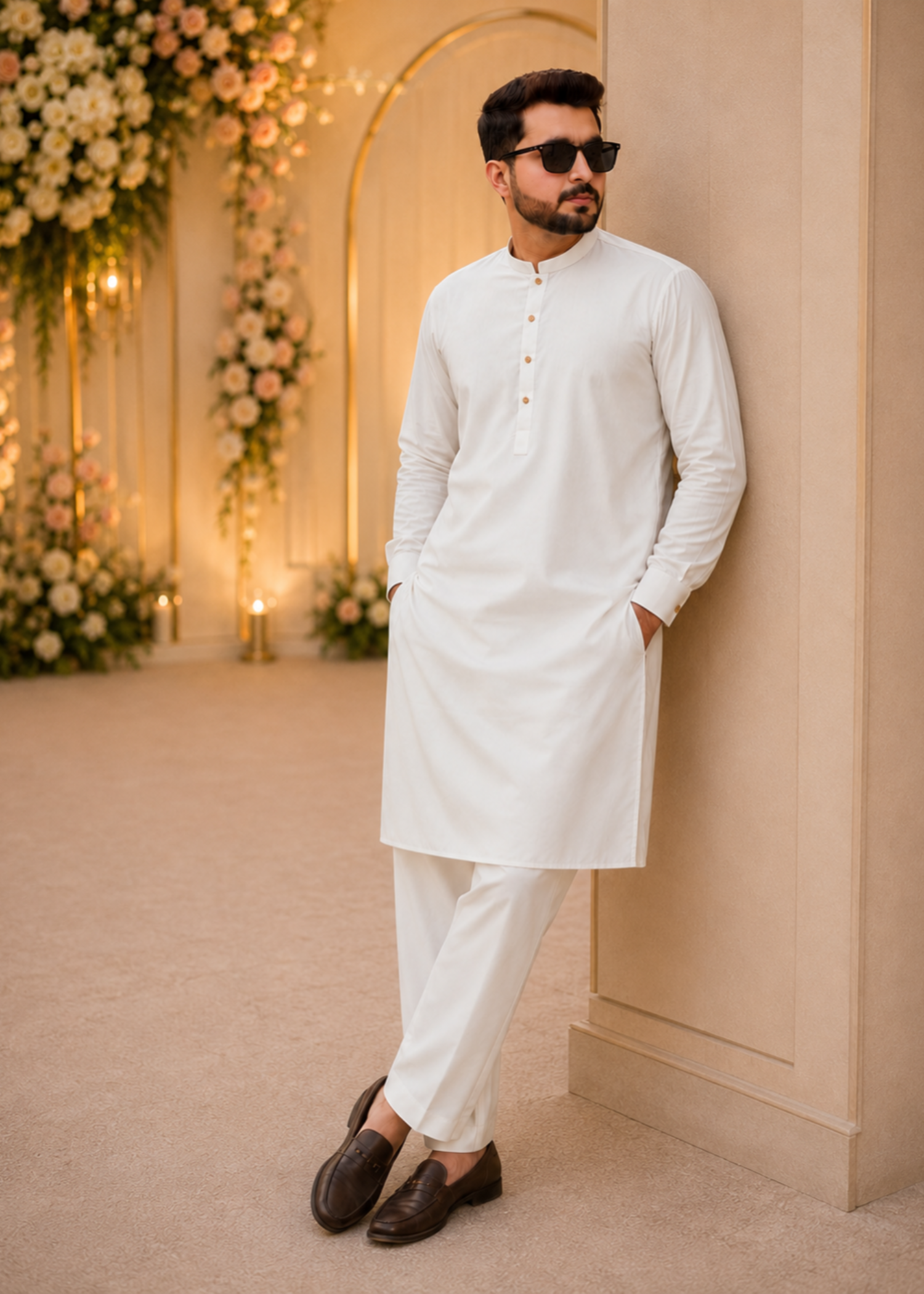 jamawar Prince Coat in Mint green