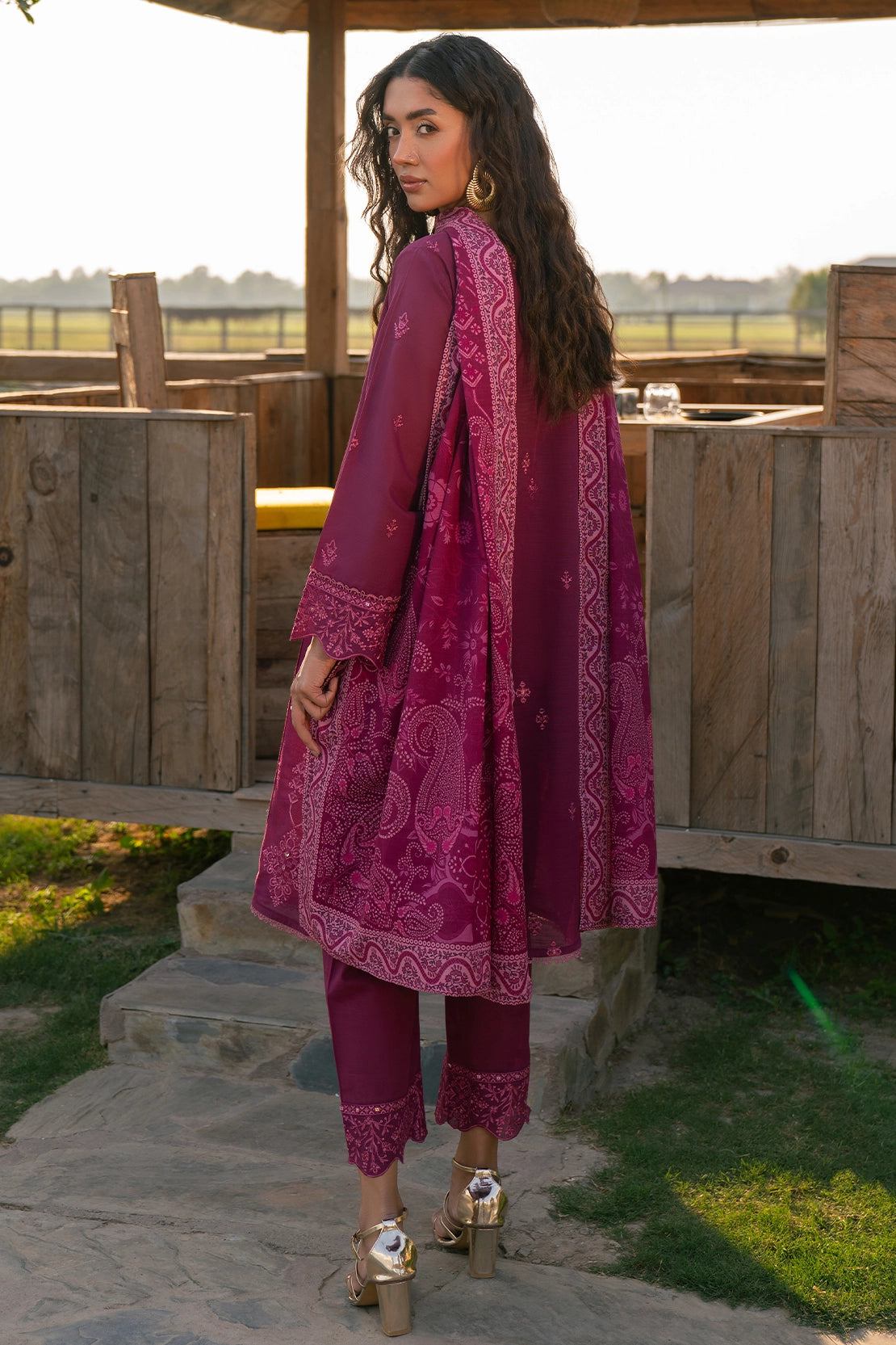 twill khaddar Unstitched in Purple