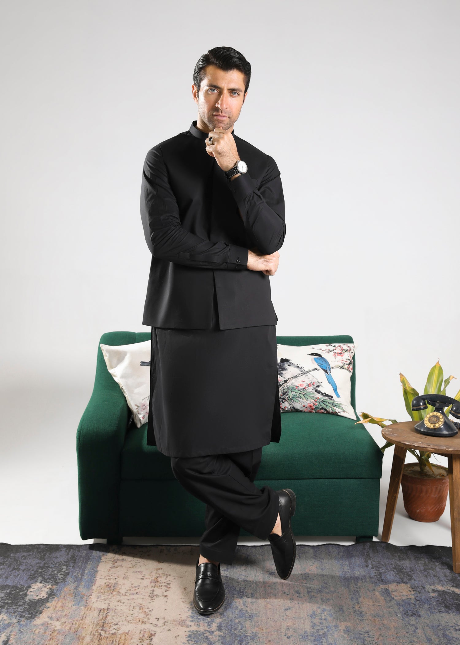 cotton Waistcoat in Black