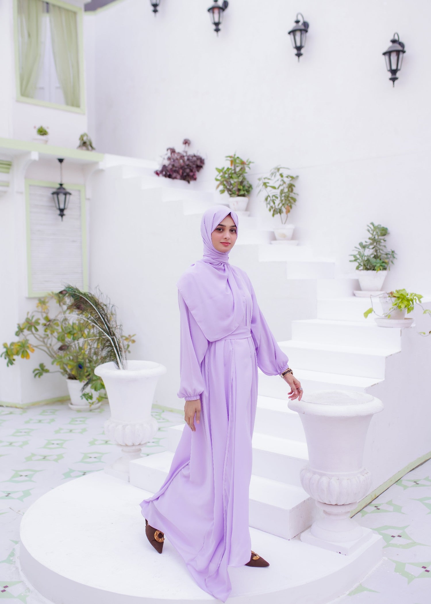 georgette Abaya in Lilac