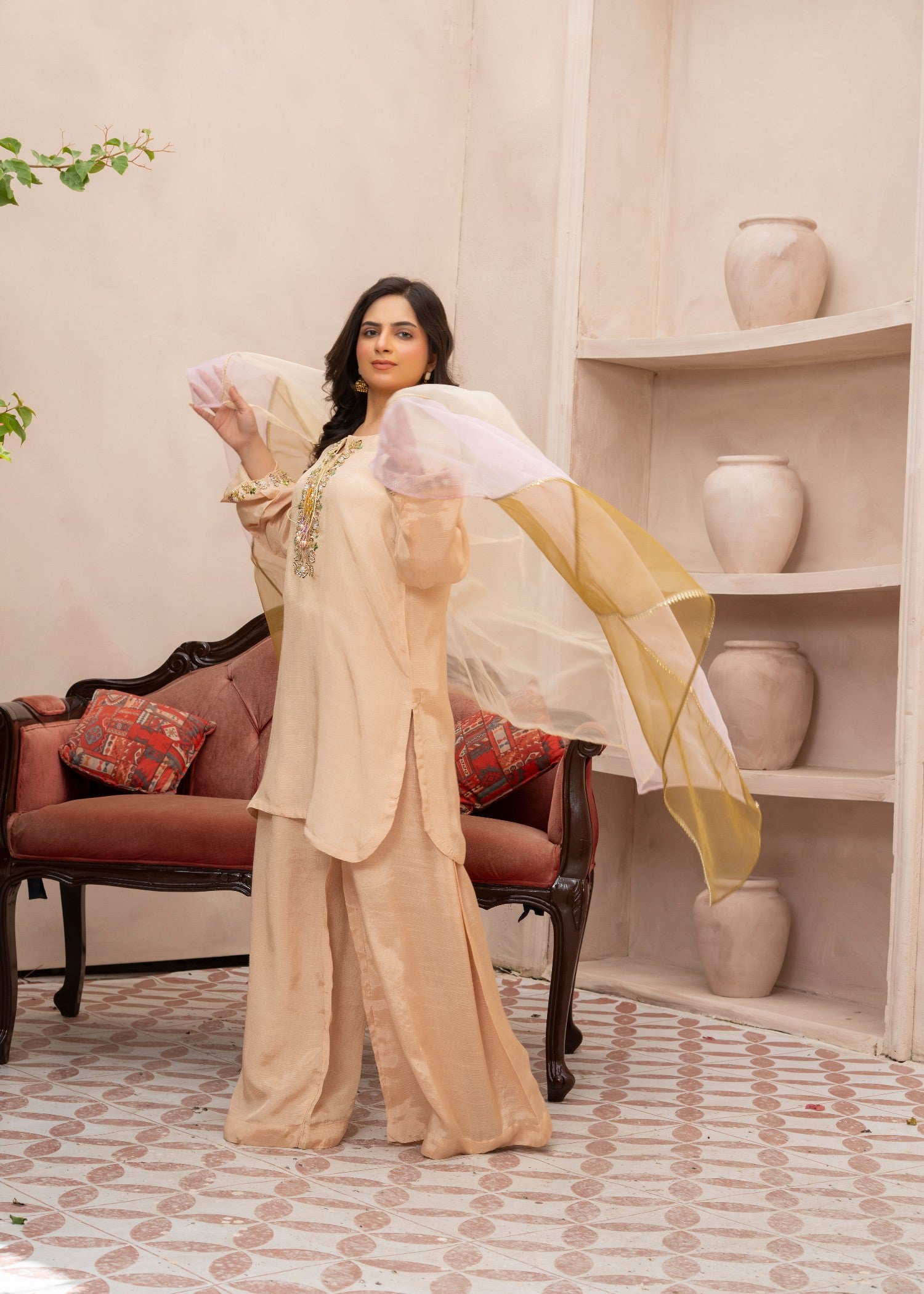 chiffon Kurta Set in Goldenrod