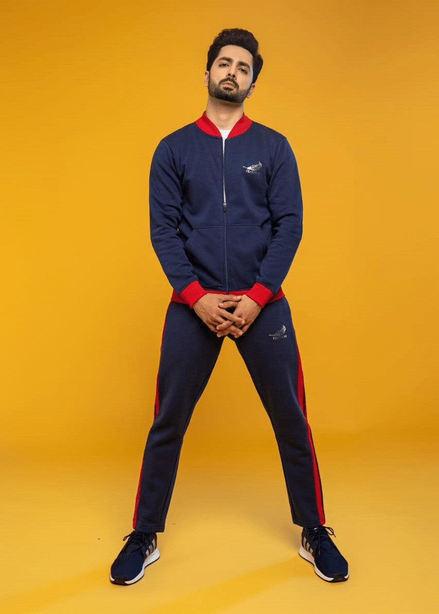 single jersey knit Tracksuit in Navy blue