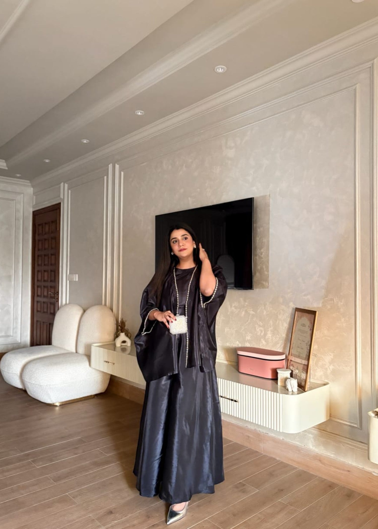 kattan silk Jacket in Black
