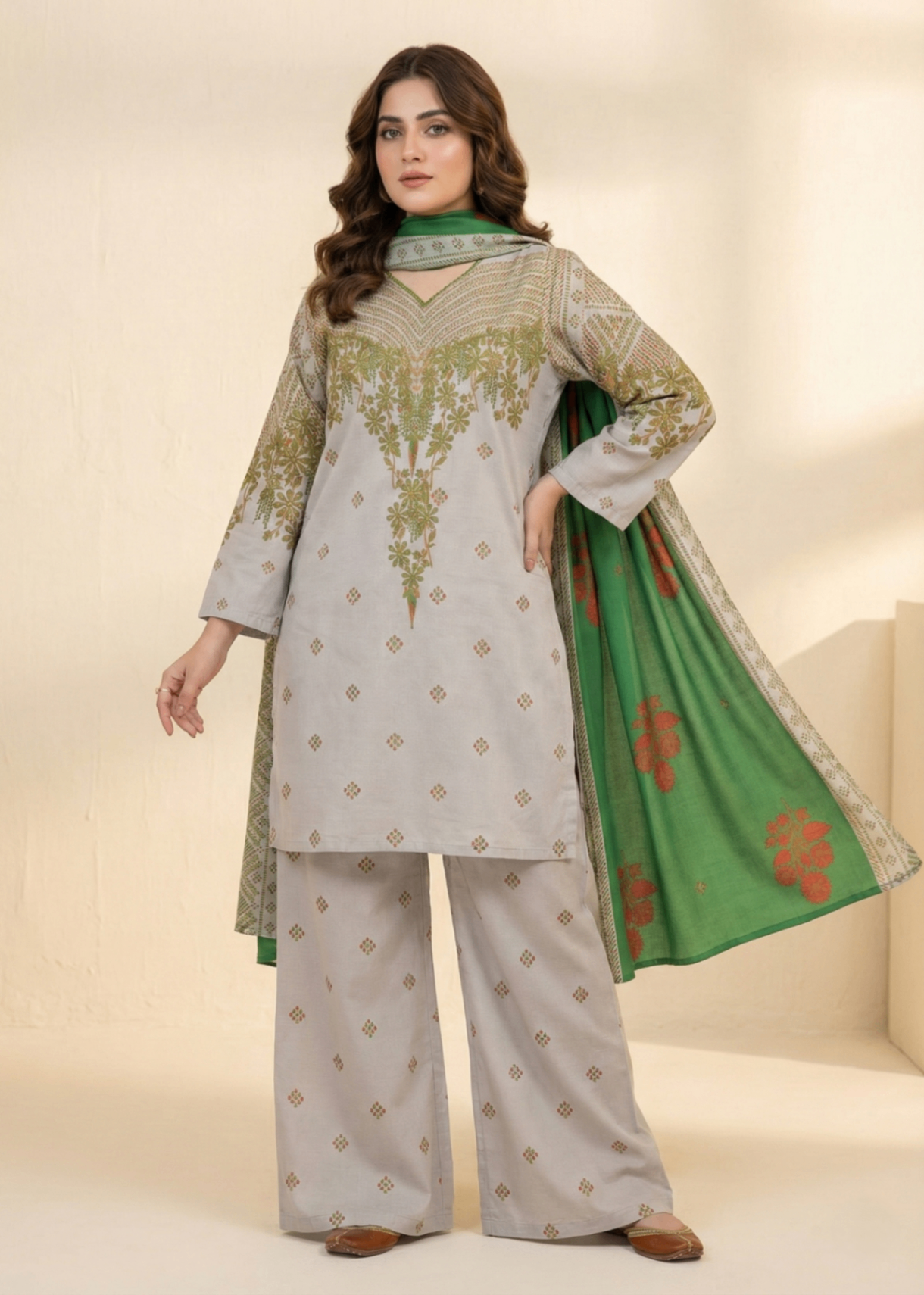 suiting Kurta Set in Grey