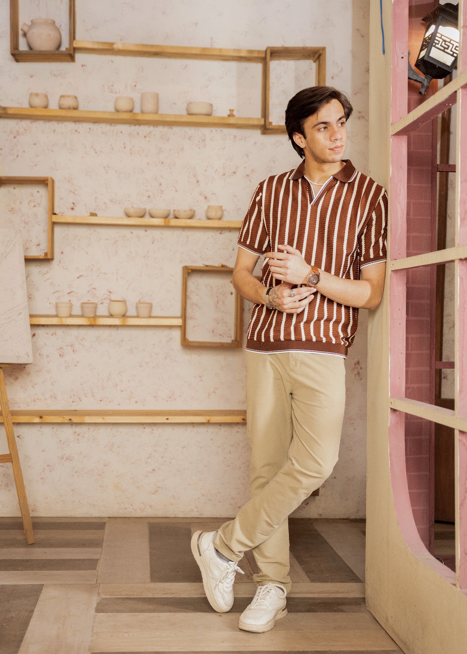 jersey knit Polo Shirt in Brown, tawny brown, rustic brown