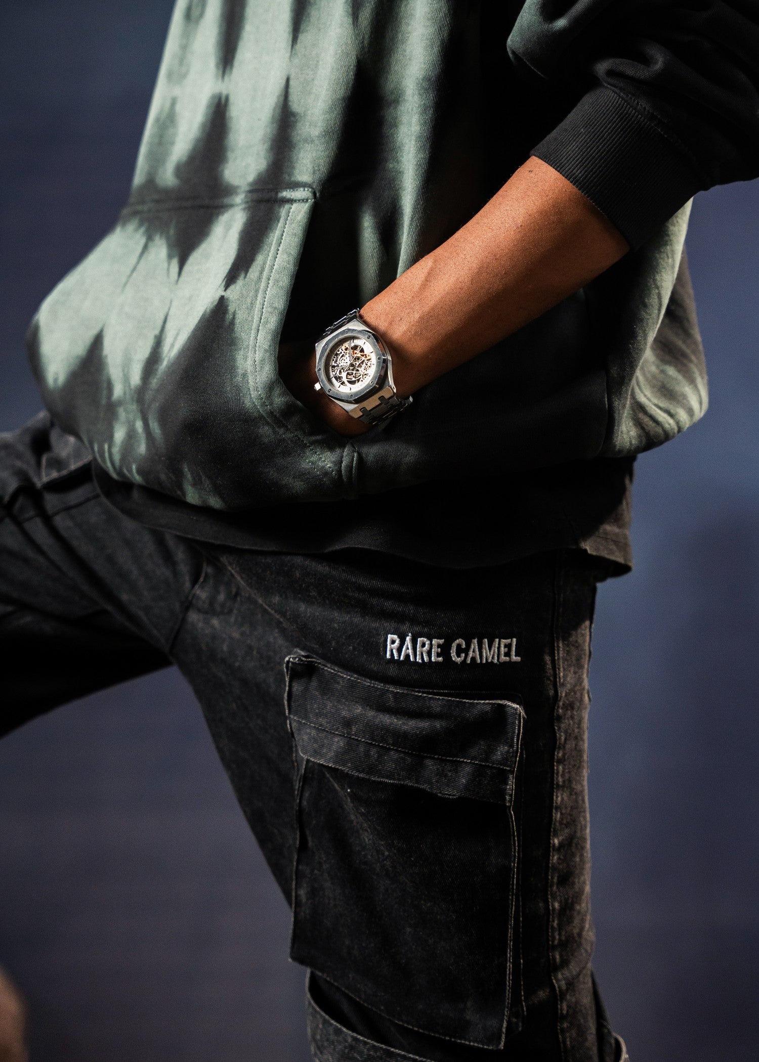 twill cotton Pants in Jet black