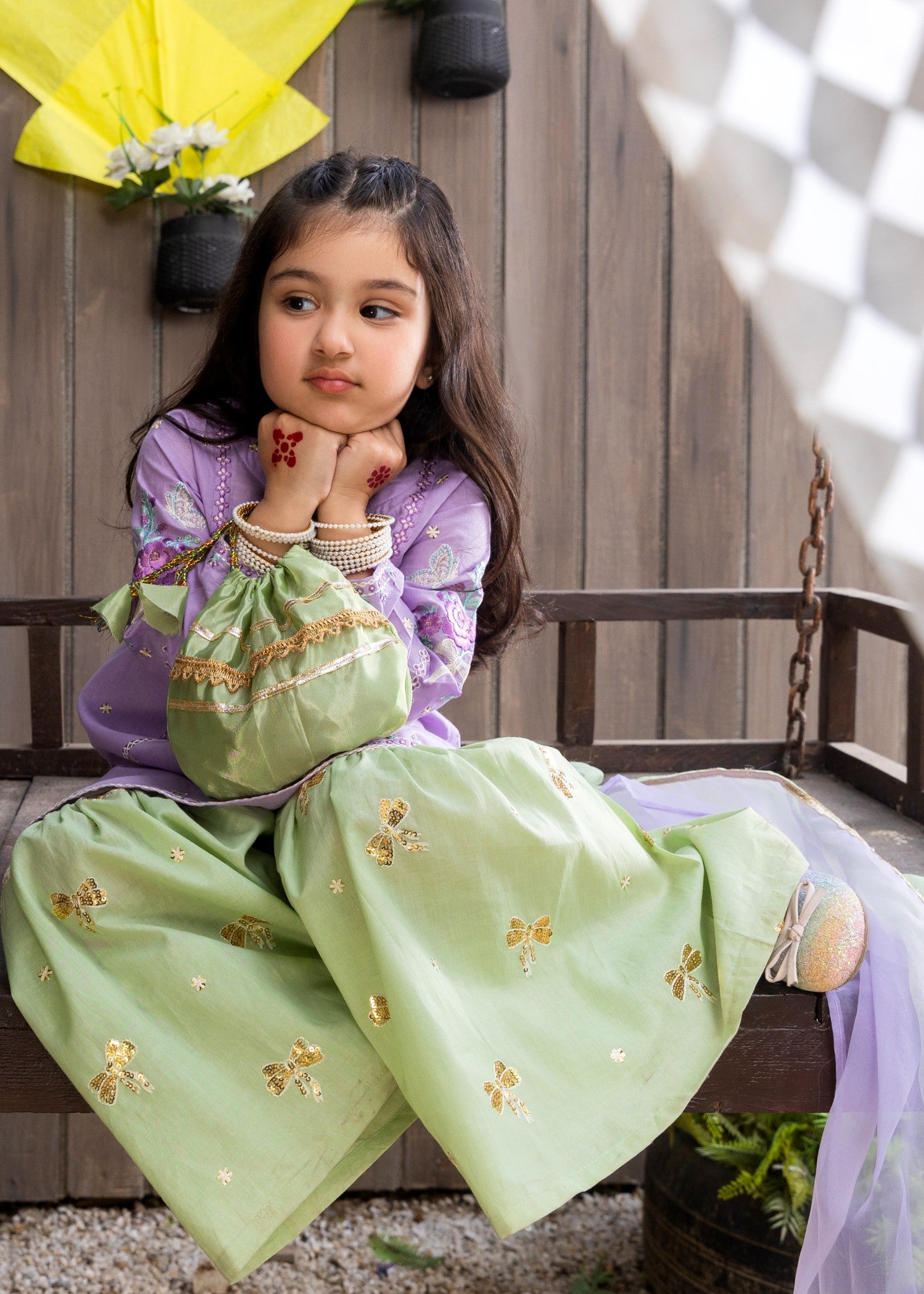 lawn cotton Gharara in Lilac