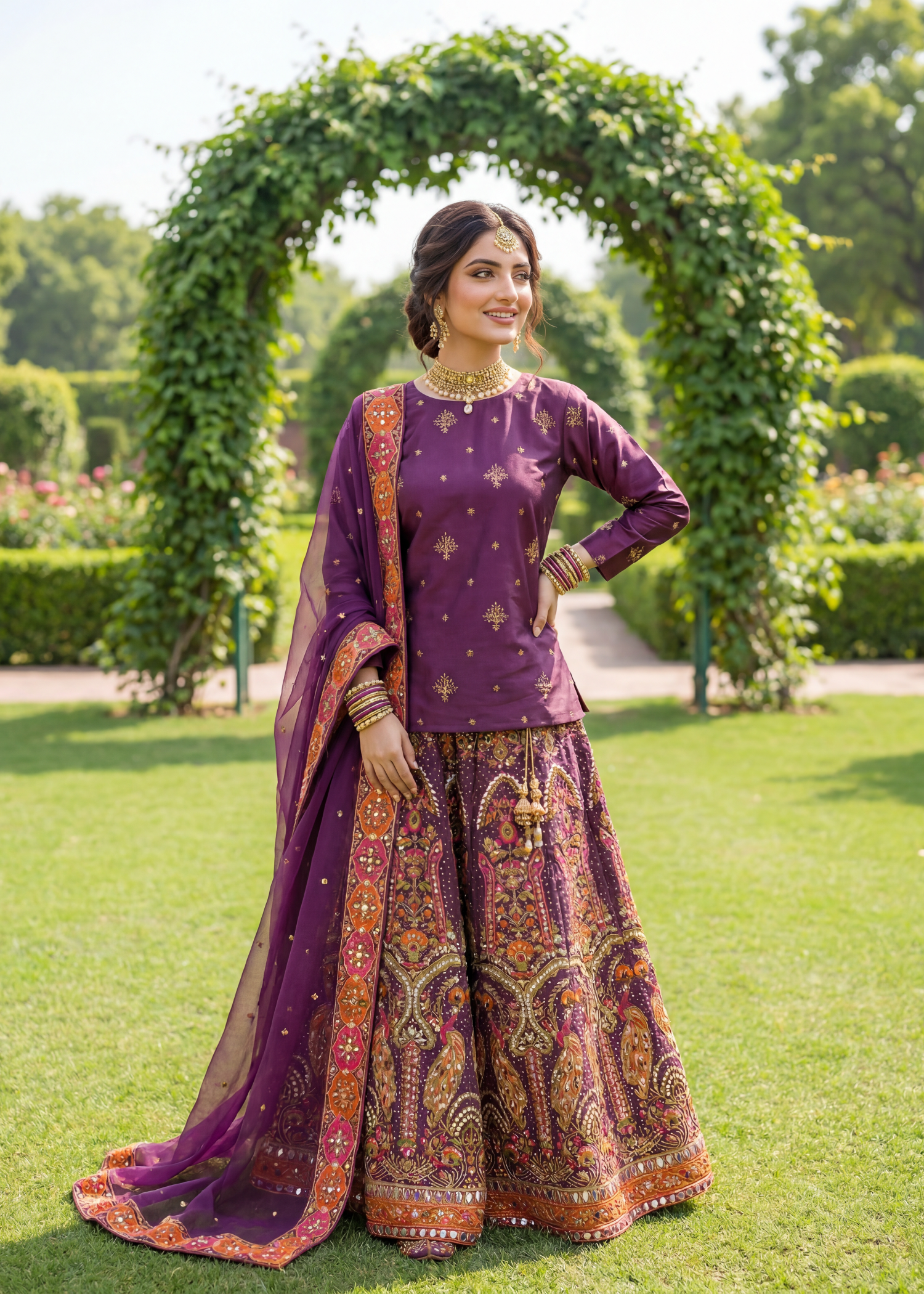 kattan silk Sharara in Purple