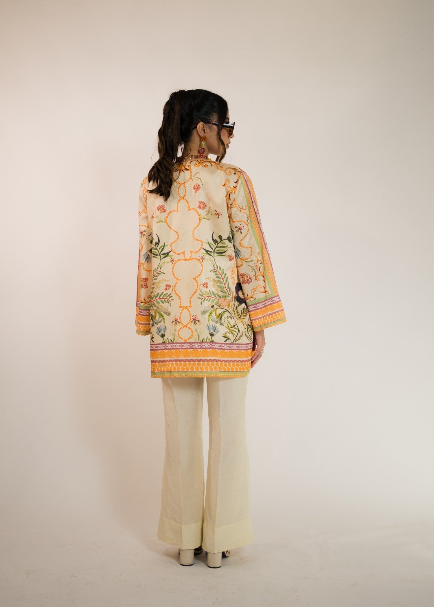 silk charmeuse Jacket in Golden orange, light yellow, pale yellow