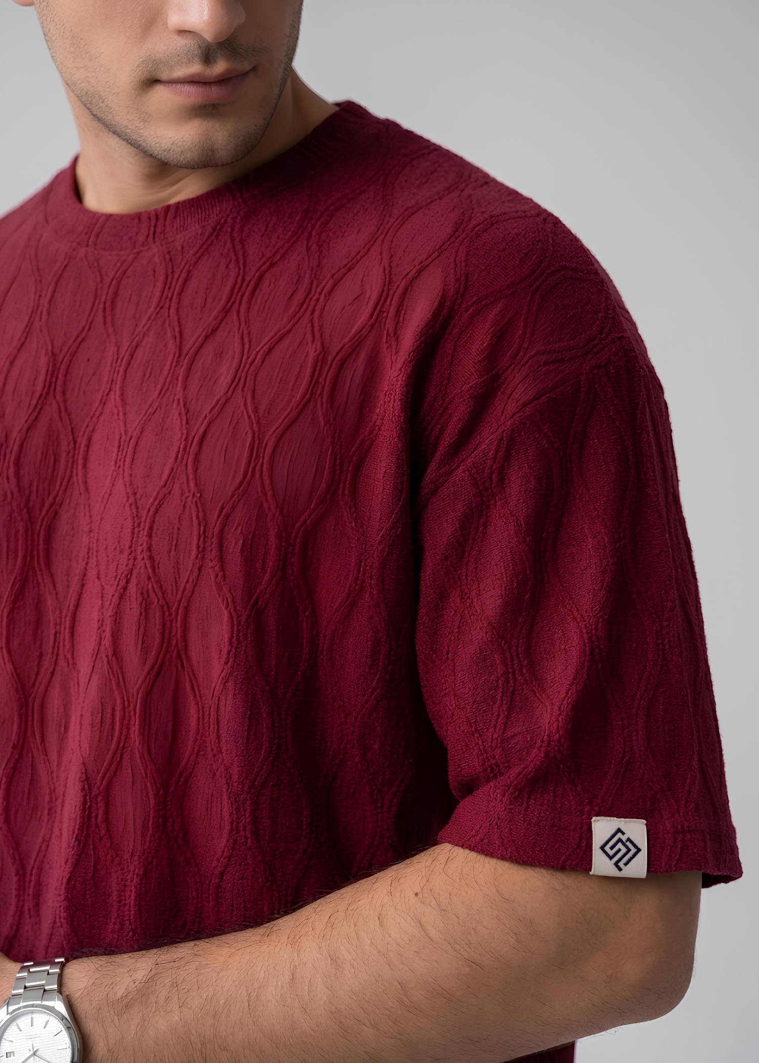 jacquard T Shirt in Red
