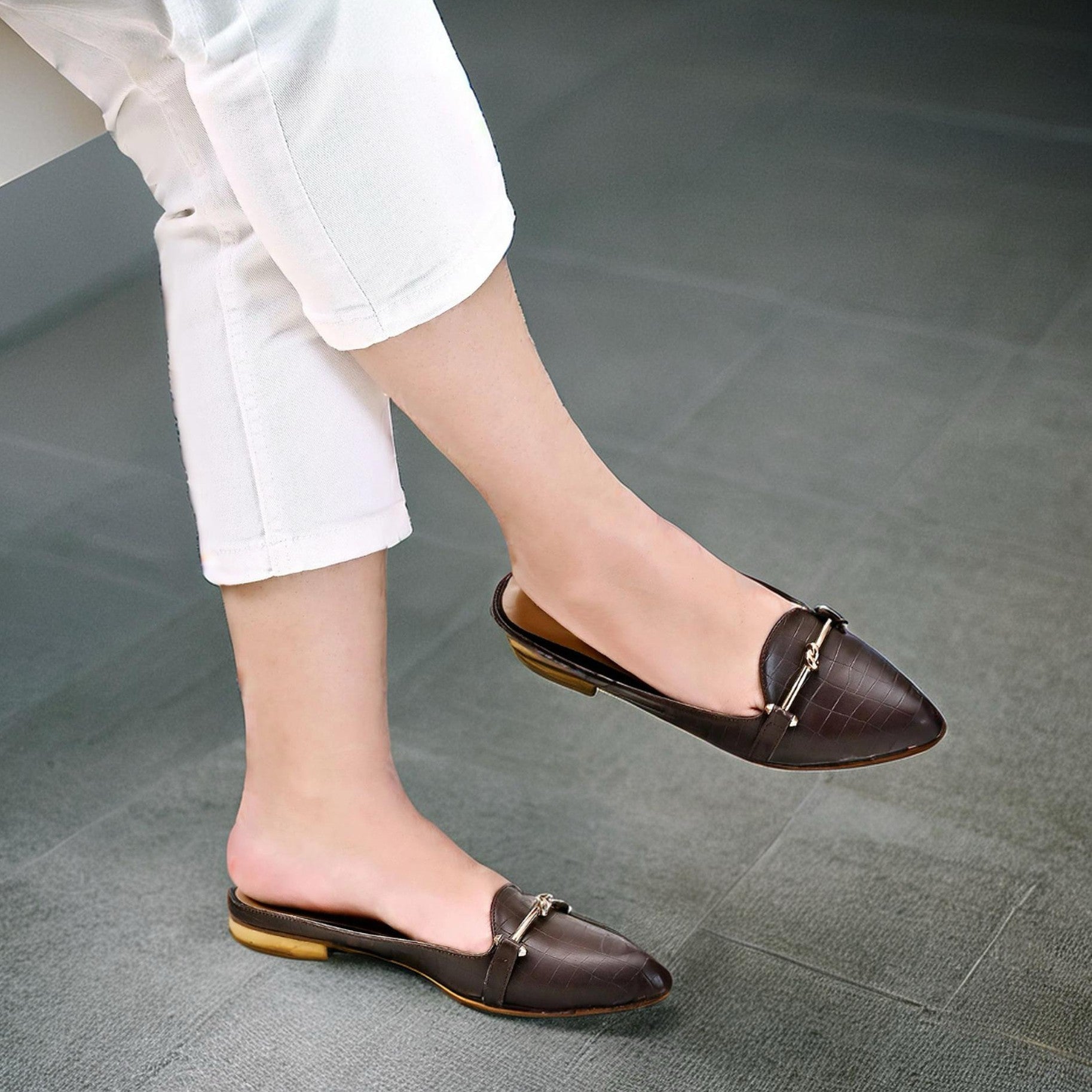 Mules in Brown by - High Quality Women Mules ZOR1449