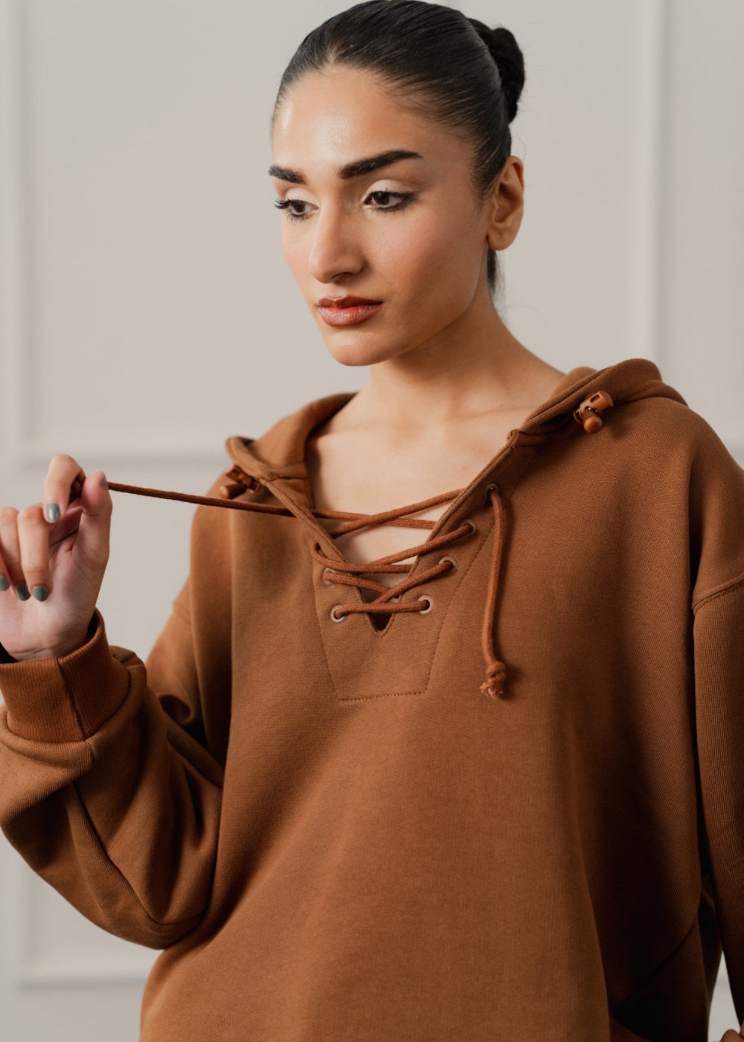 cotton Hoodie in Brown