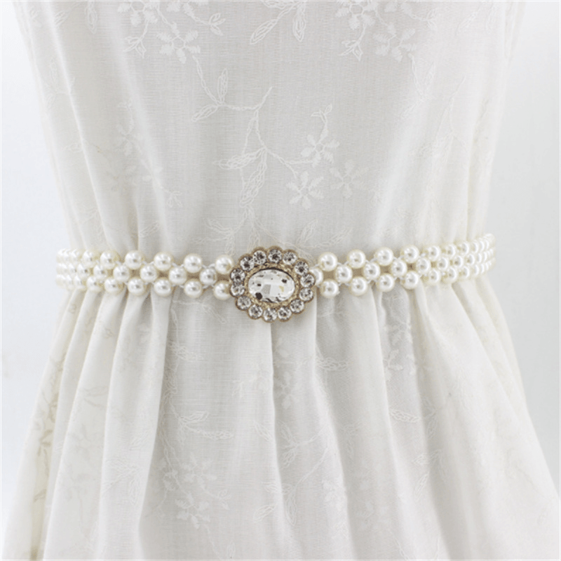 Women'S Rhinestone Pearl Waist Chain Fashion Dress Decoration