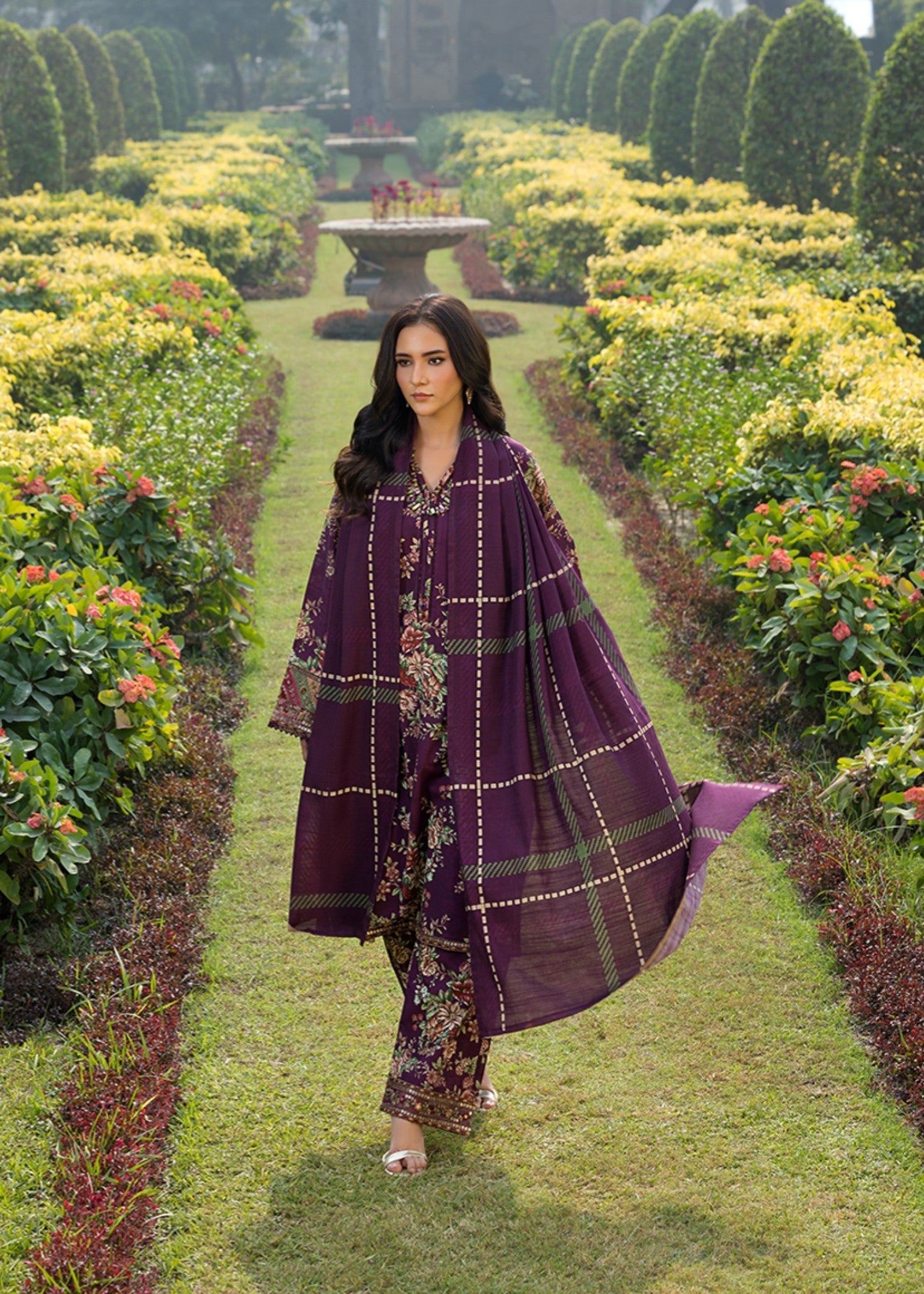 khaddar Kurta Set in Purple