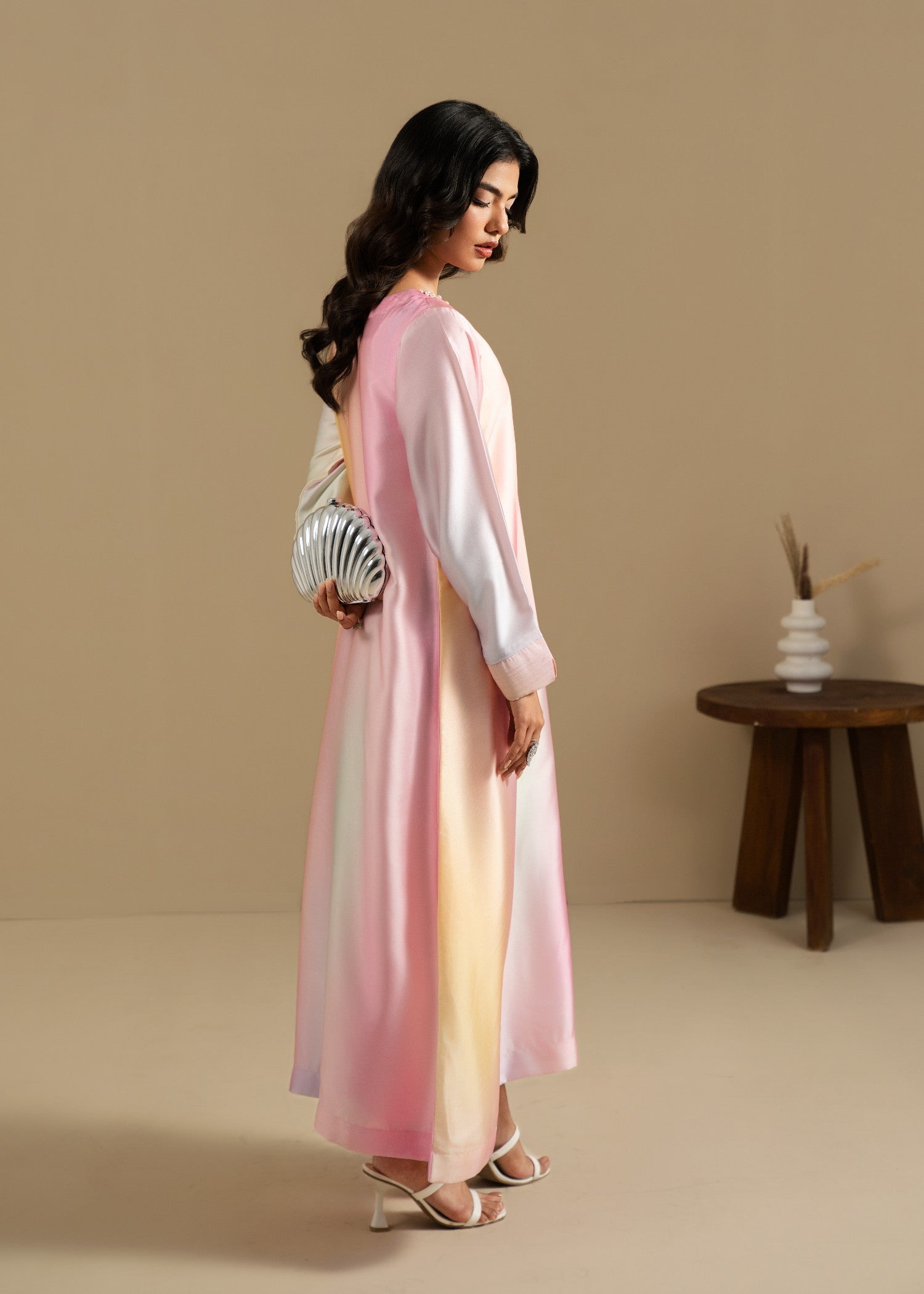 silk charmeuse Maxi in Pink