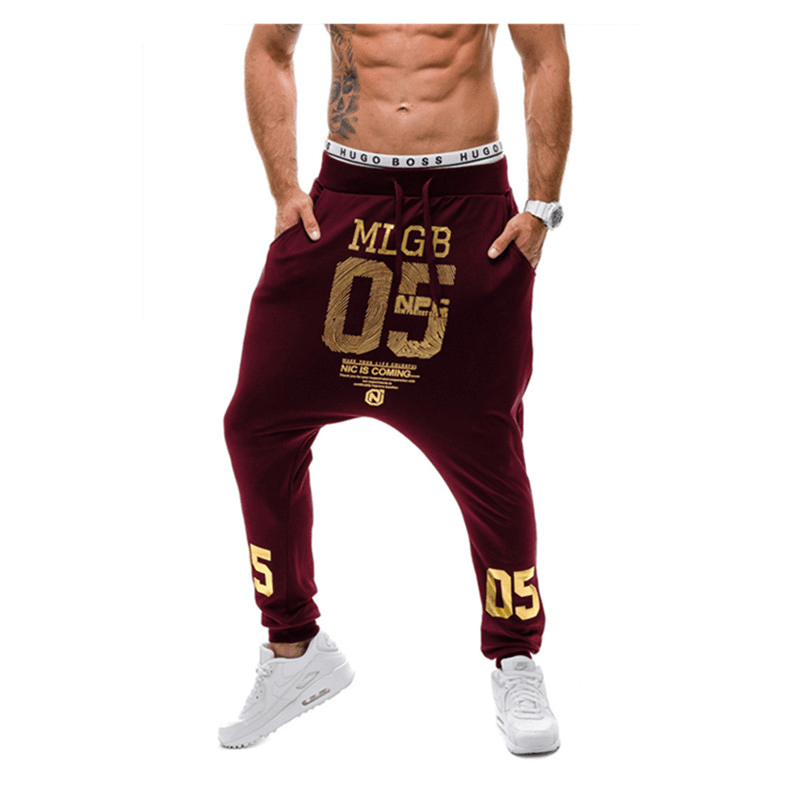 Men'S Harem Pants Alphabet Print Low-Grade Baggy Pants