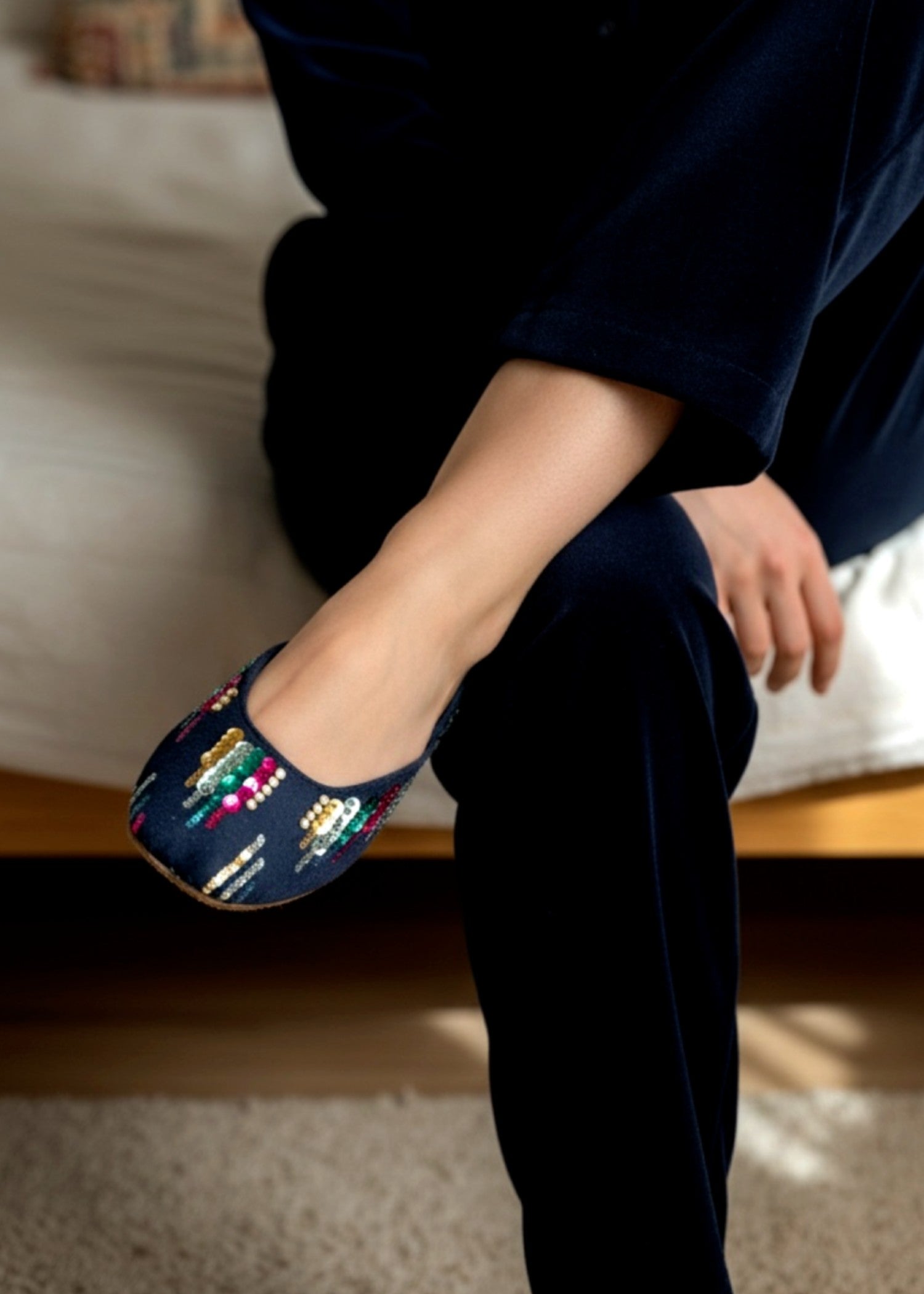 Khussa in Navy blue by - High Quality Women Khussa MIV6728