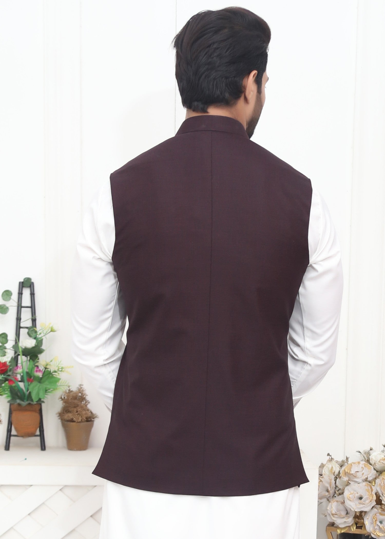 tropical Waistcoat in Maroon