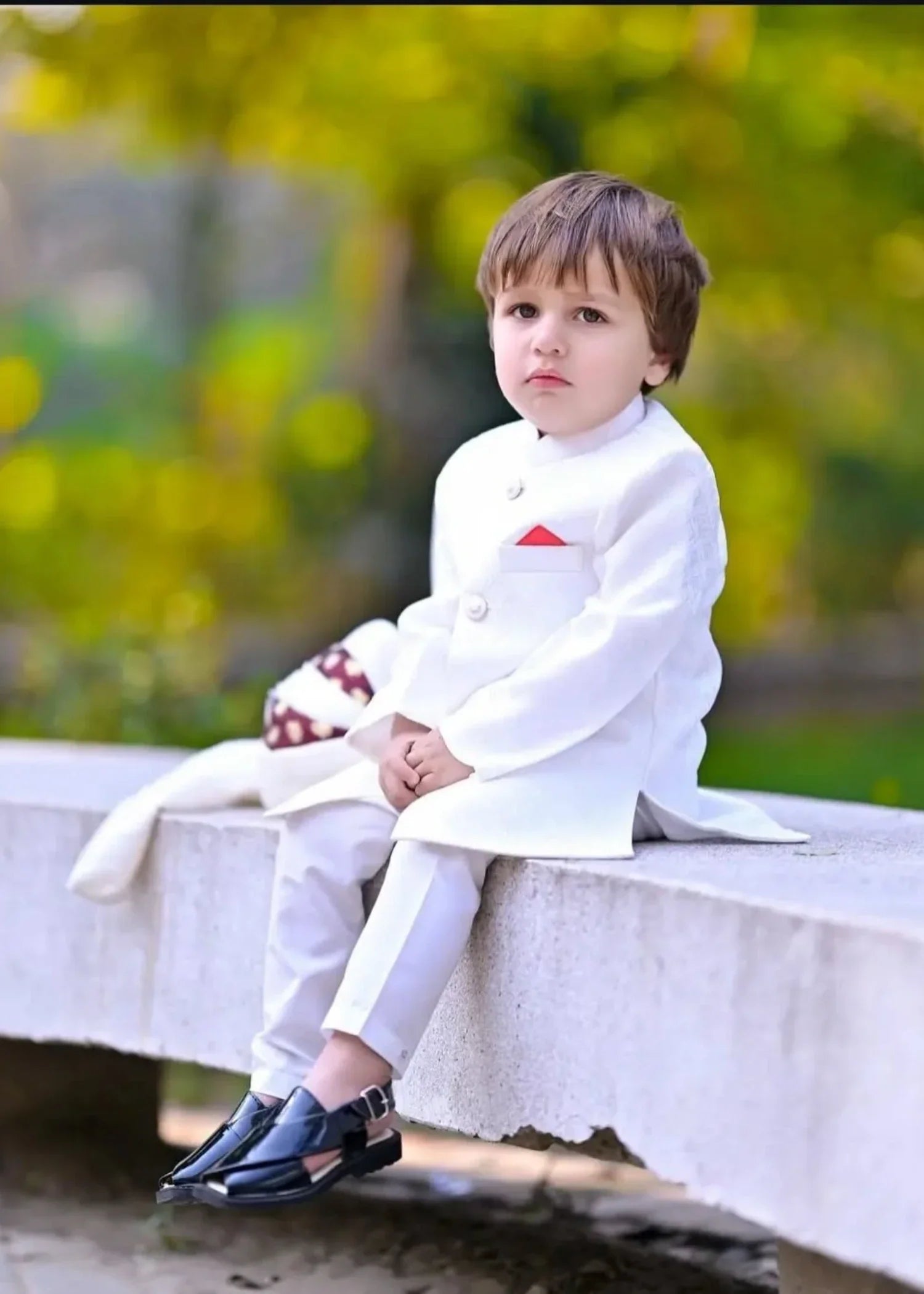 raw silk Sherwani in Off-white