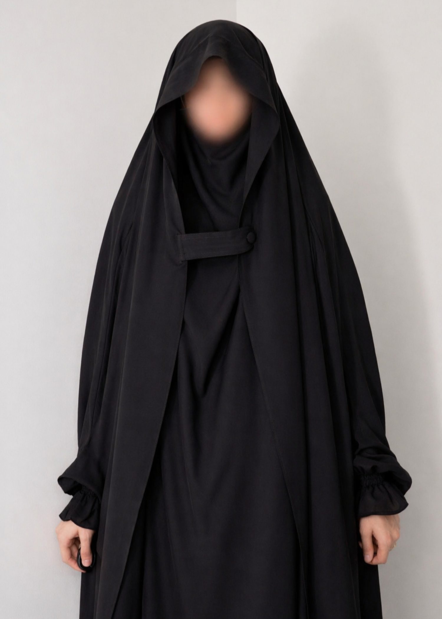 interlock knit Jilbab in Black