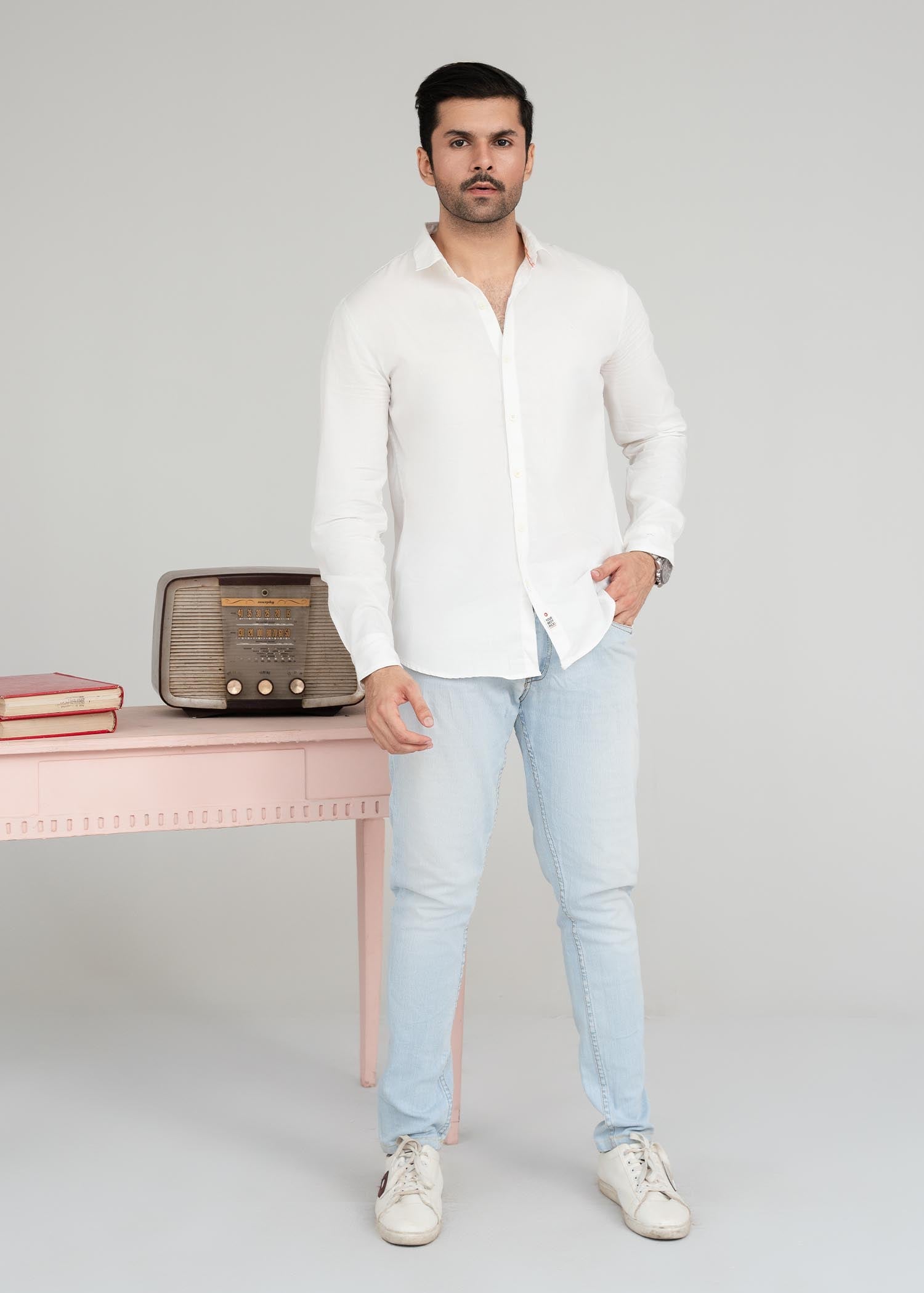 dobby Casual Shirt in White