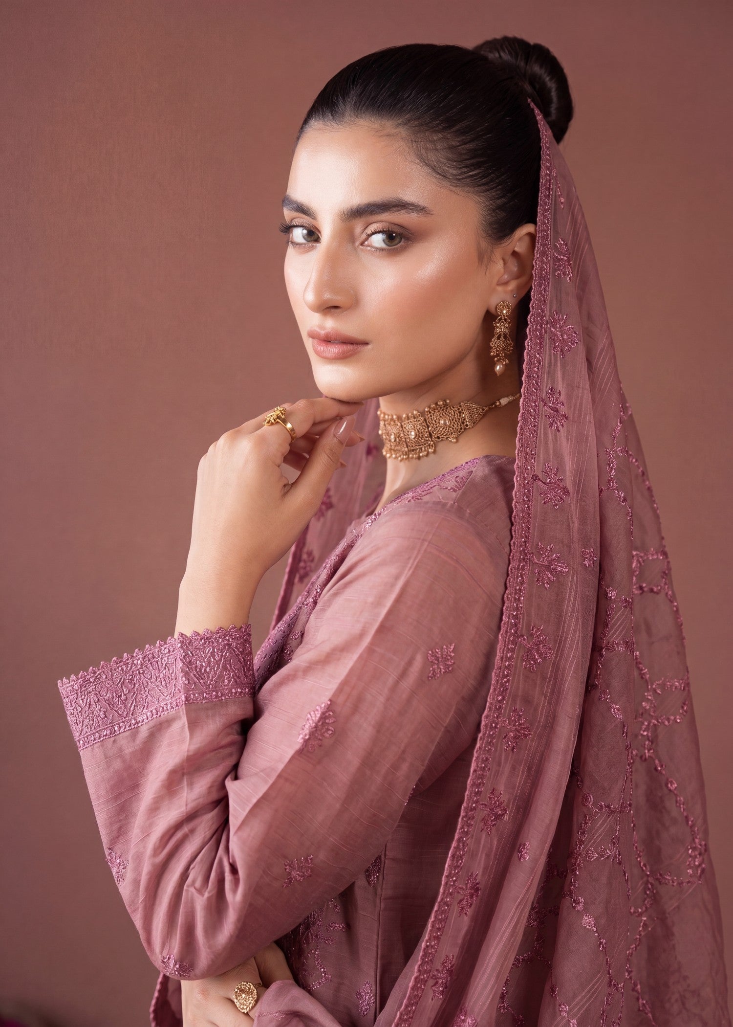 khaddi net Kurta Set in Petal pink