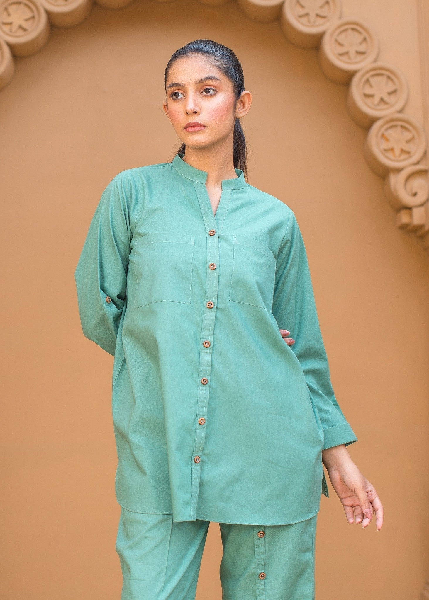 cotton Co ord Sets in Jungle green
