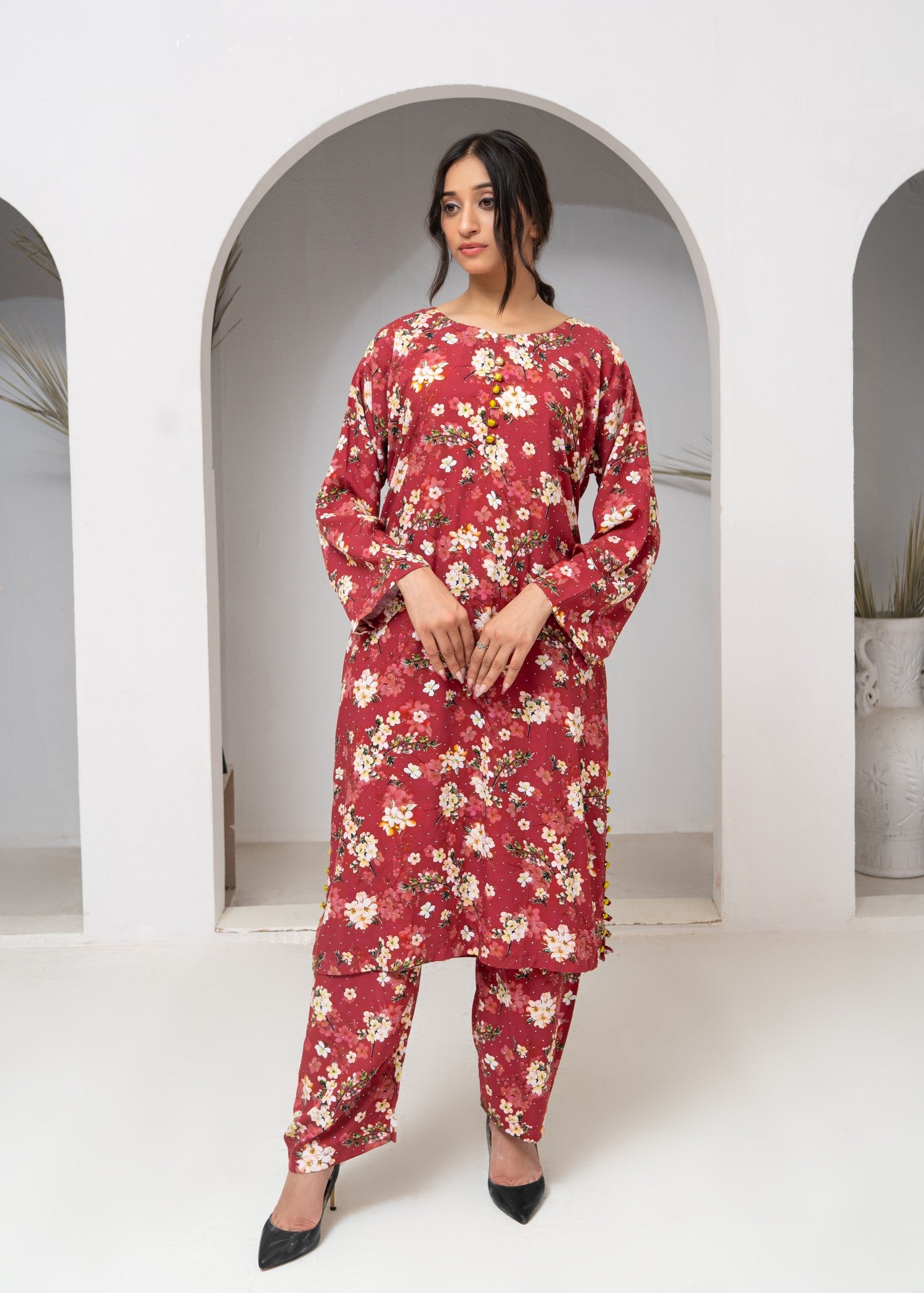 cotton Co Ord Sets in Carmine