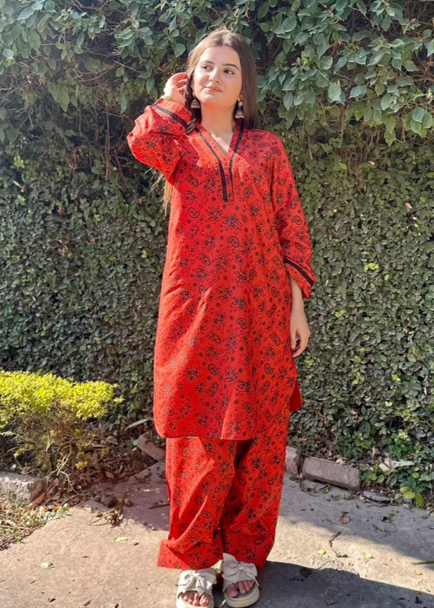 arabic lawn Co Ord Sets in Rust orange
