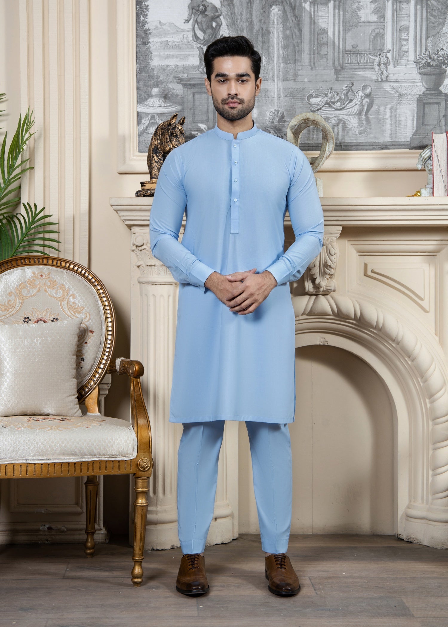 wash & wear Kurta Set in Sky