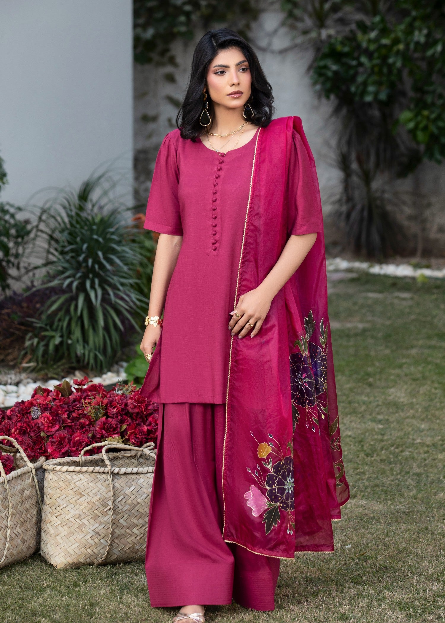 medium silk Kurta Set in Maroon