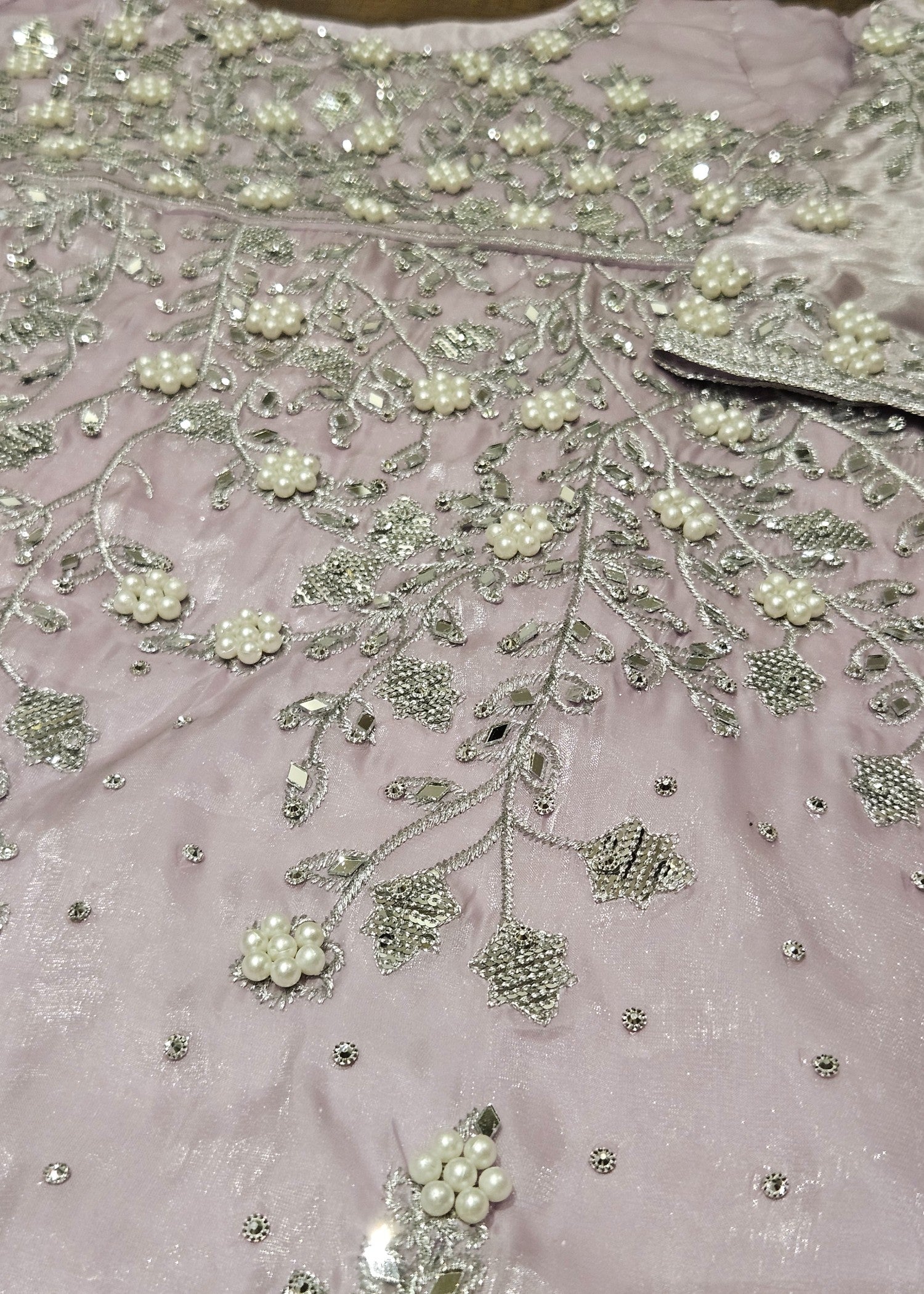 tissue silk Pishwas in Mauve