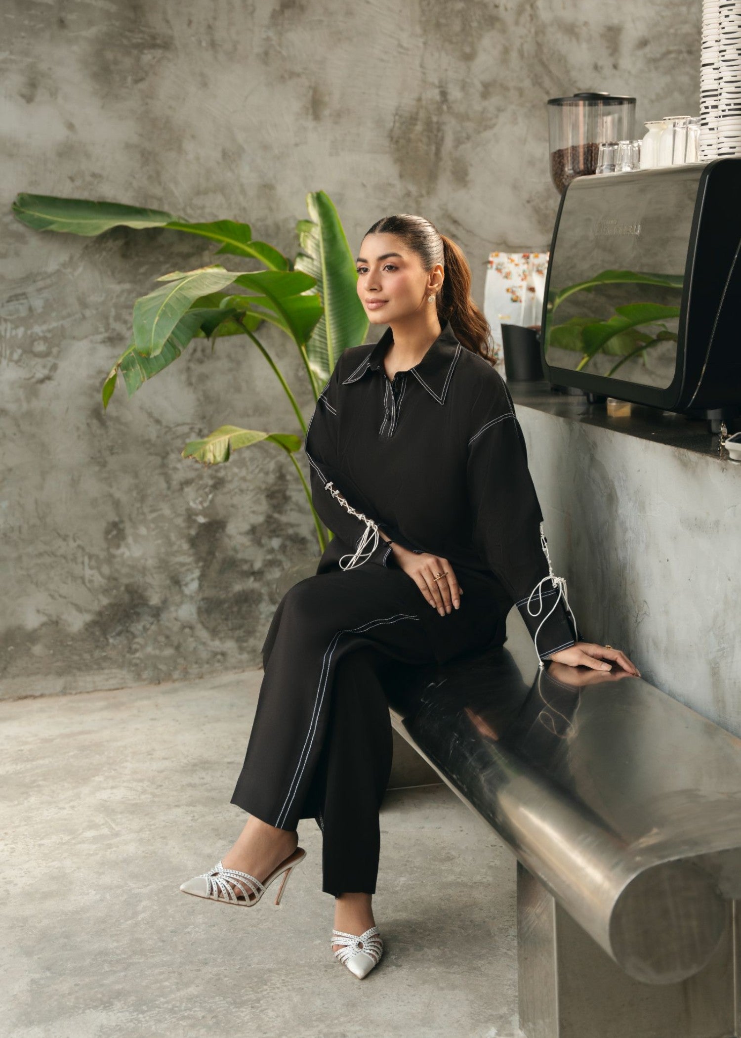 raw silk Co Ord Sets in Black