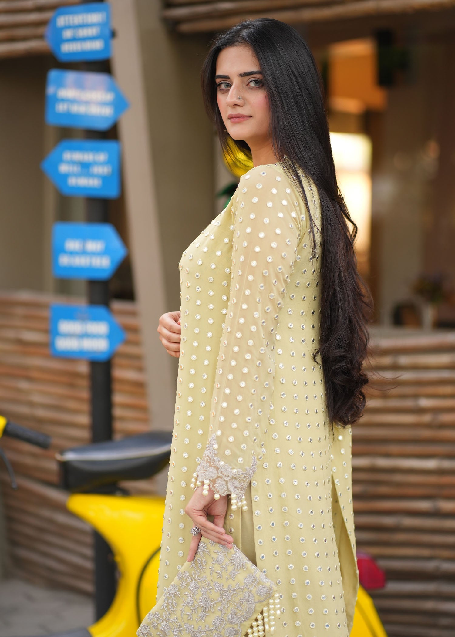 chikankari cotton Kurta Set in Key lime