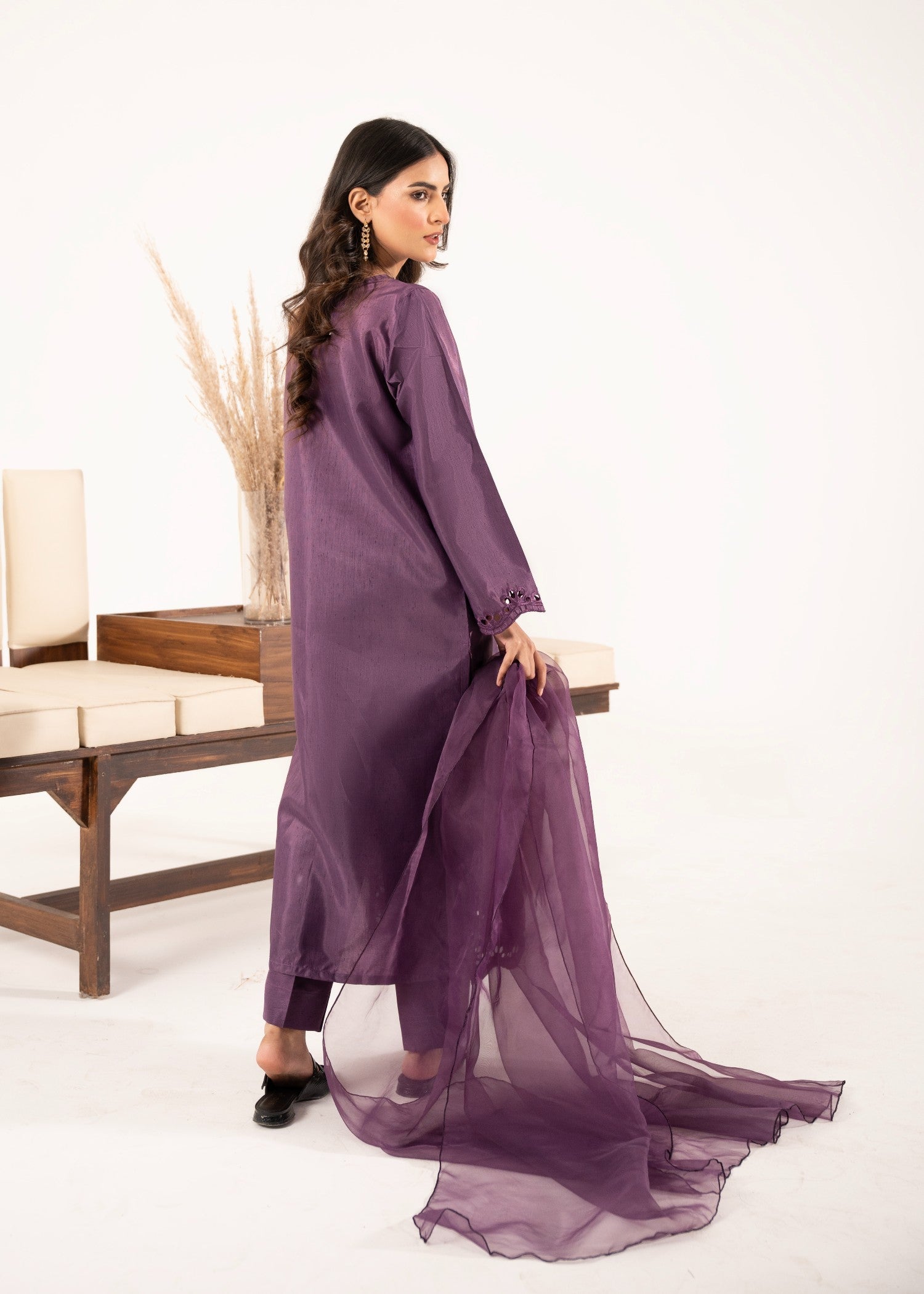 pk raw silk Kurta Set in Purple