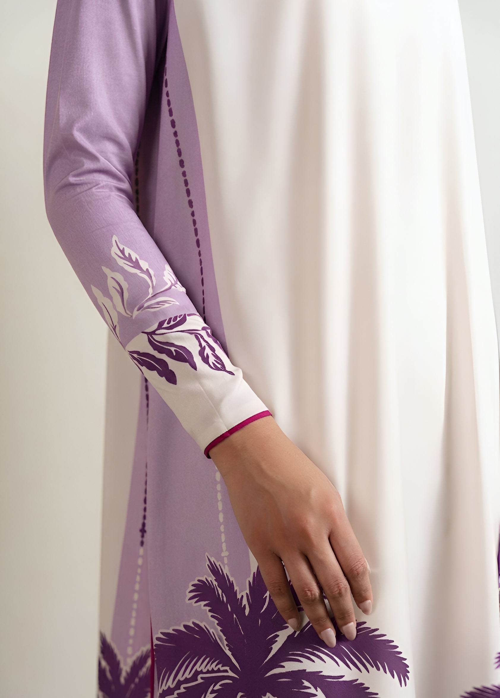 poly lawn Kurta Set in Lavender grey