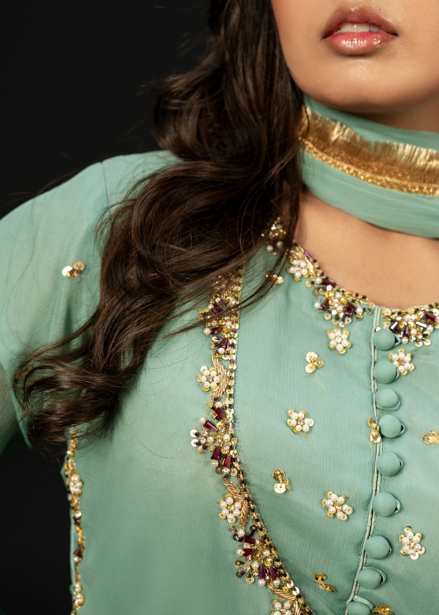 chiffon Sharara in Pastel green