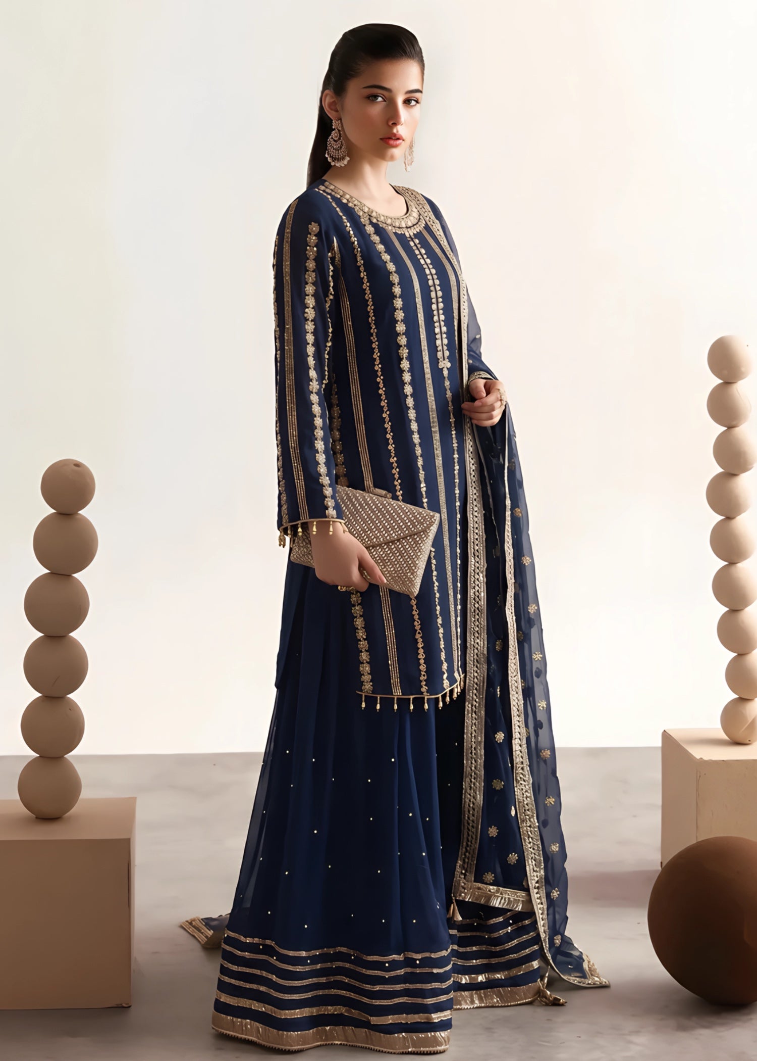 chiffon Sharara in Cobalt blue