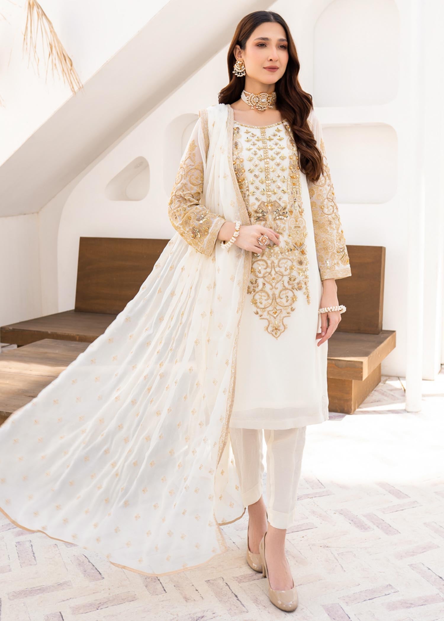 chiffon Unstitched in White