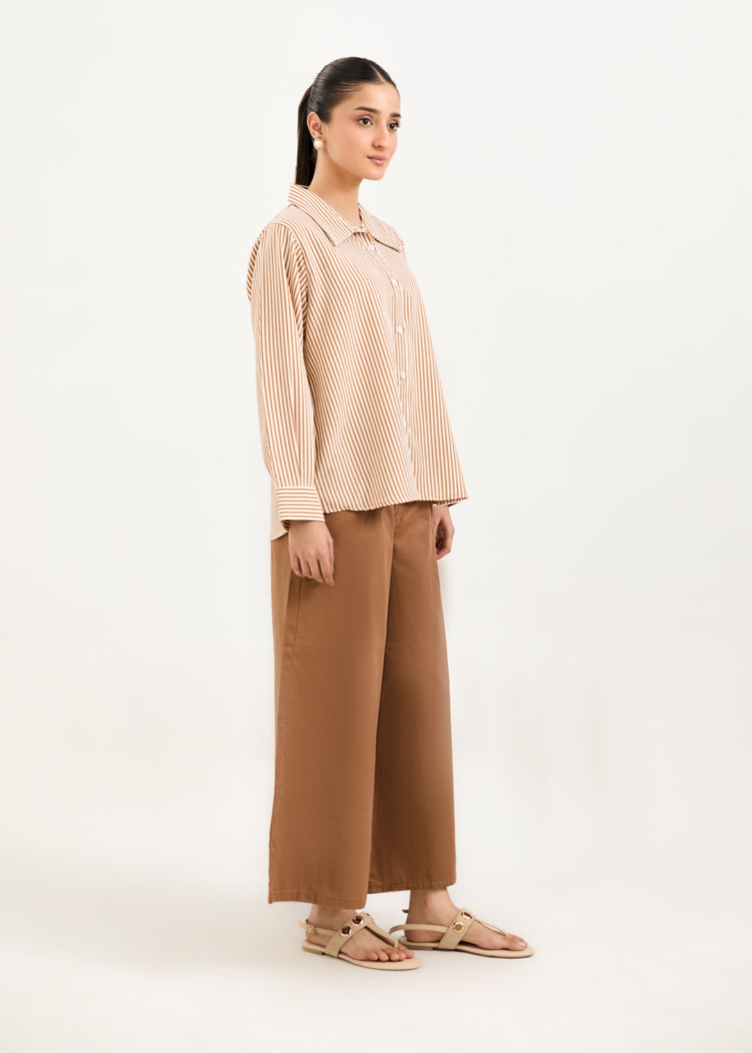 polycotton Top in Sand brown