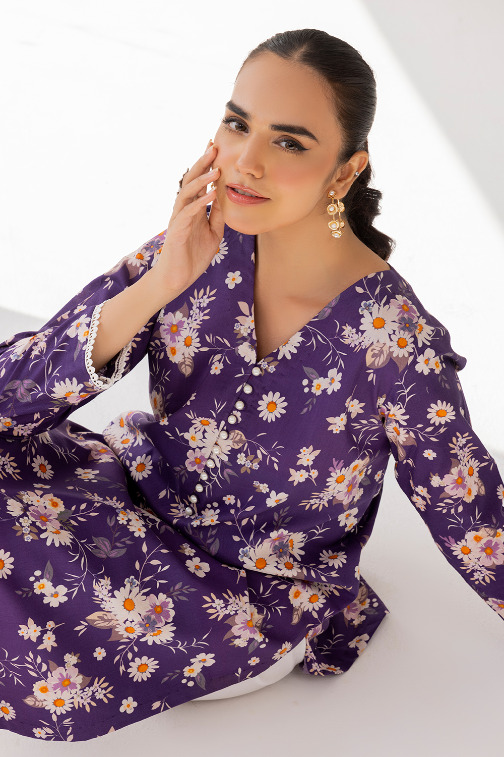 lawn Kurti in Purple