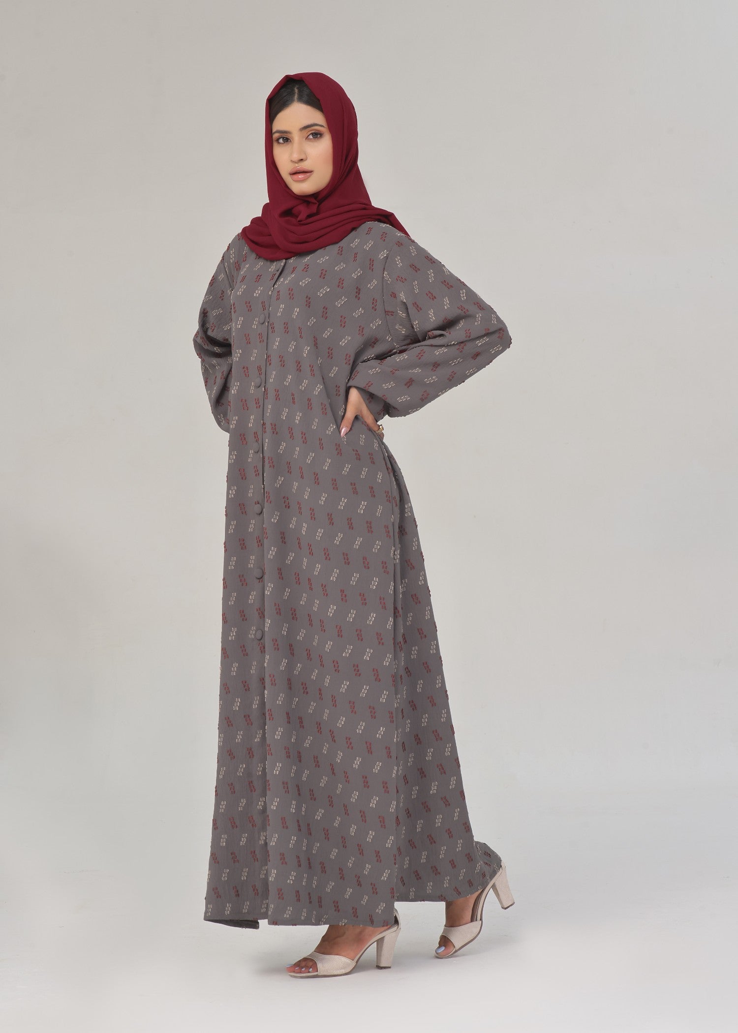 polyester Abaya in Grey