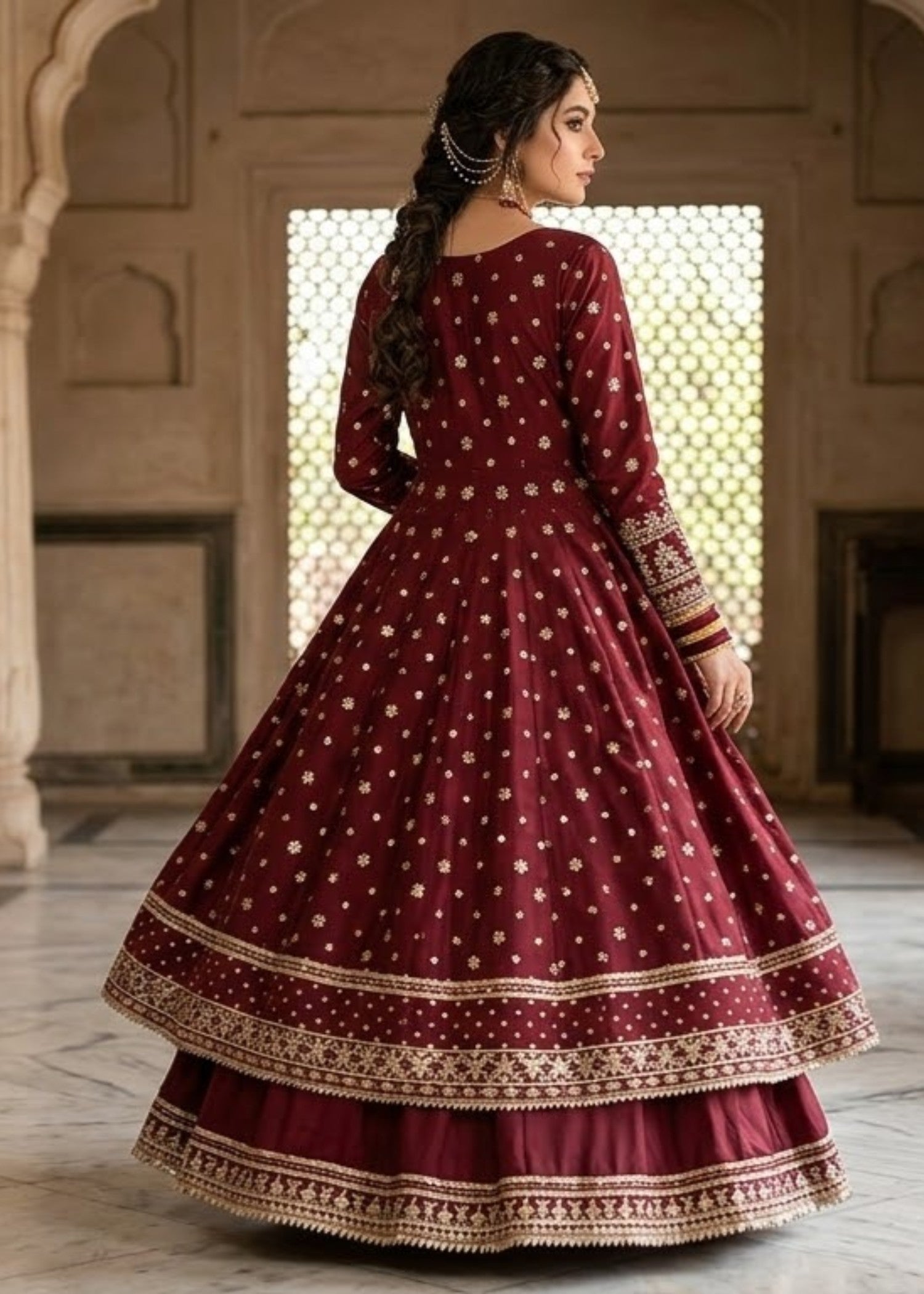 kattan silk Maxi in Maroon