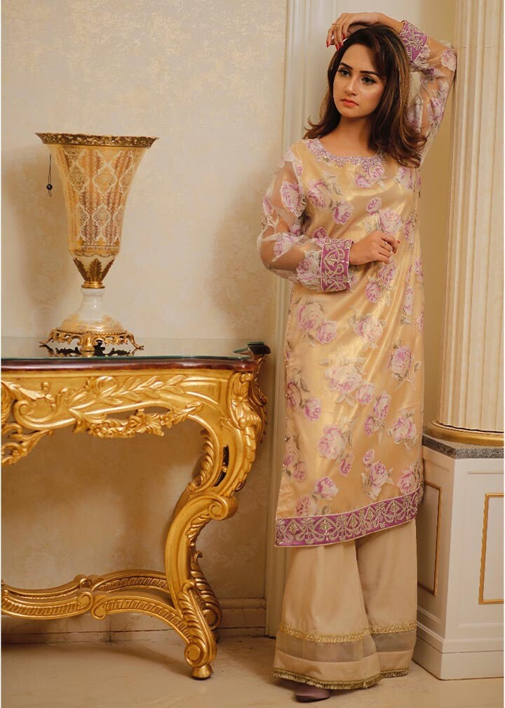 organza Kurti in Gold