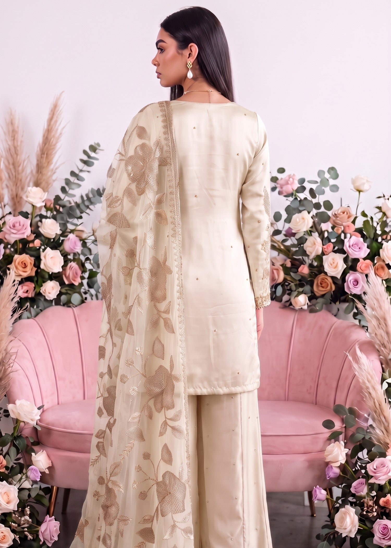 charmuse/shamooz Sharara in Cream