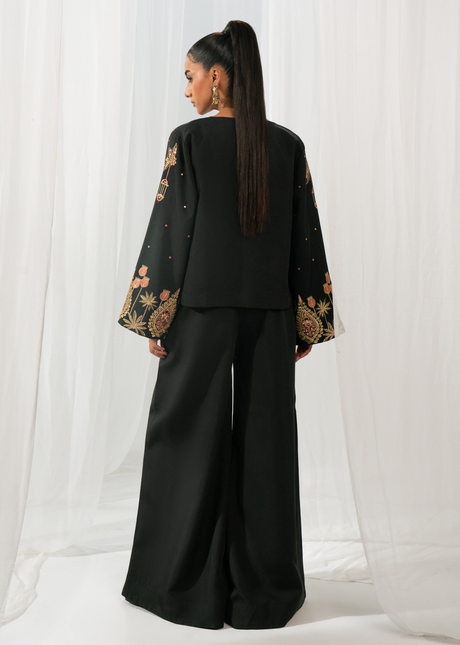 viscose thai silk Co Ord Sets in Black