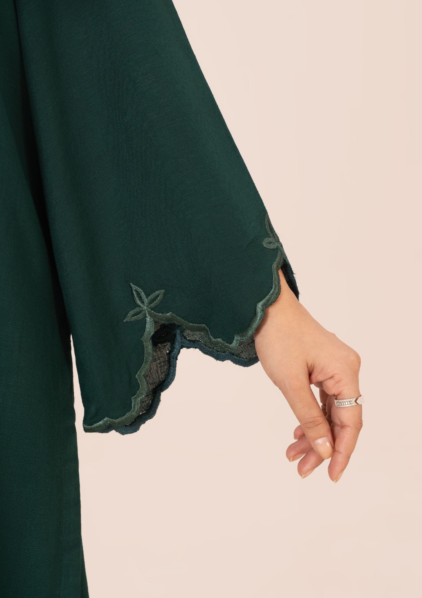 silk karandi Kurta Set in Bottle green