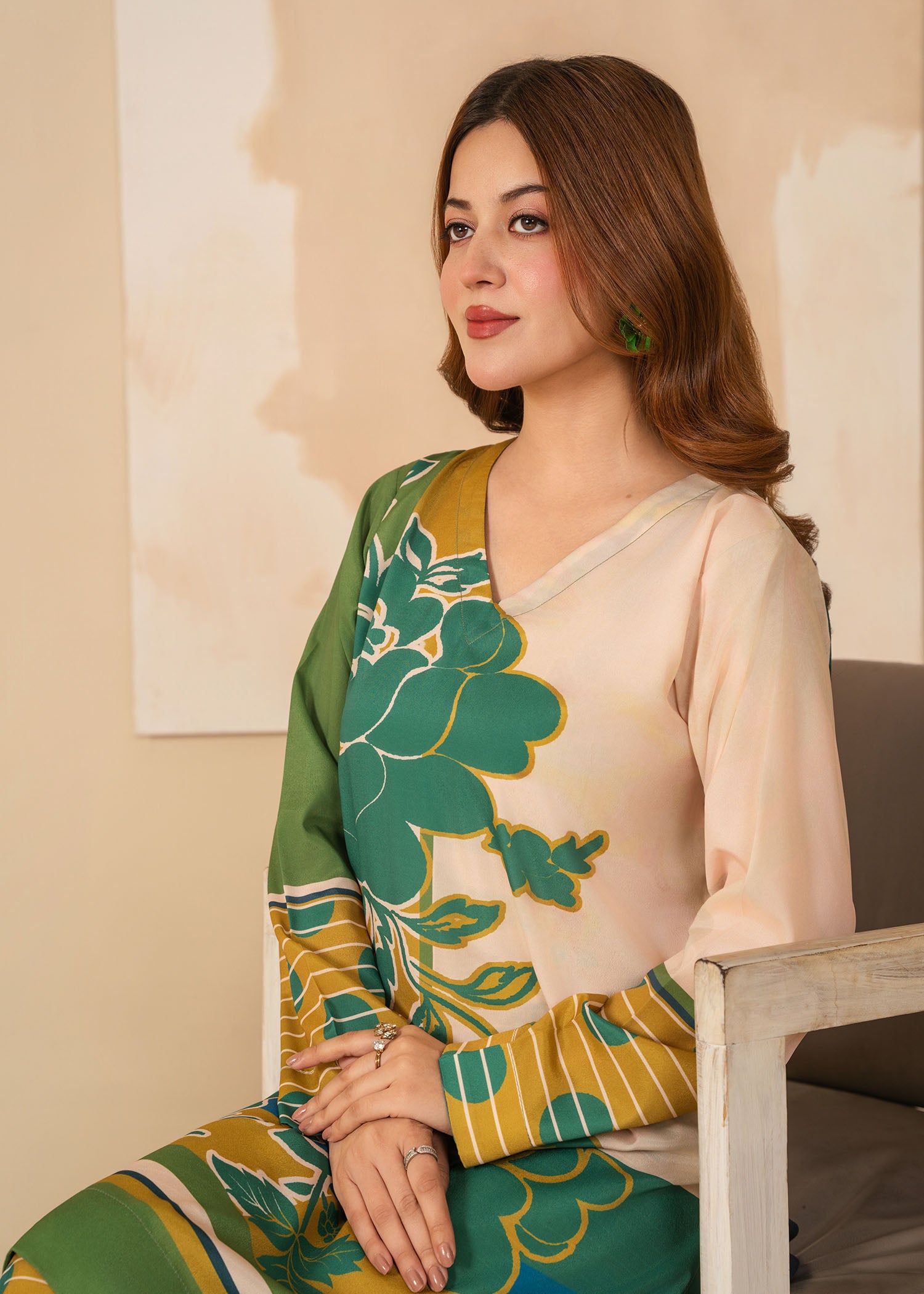 grip Kurta Set in Green