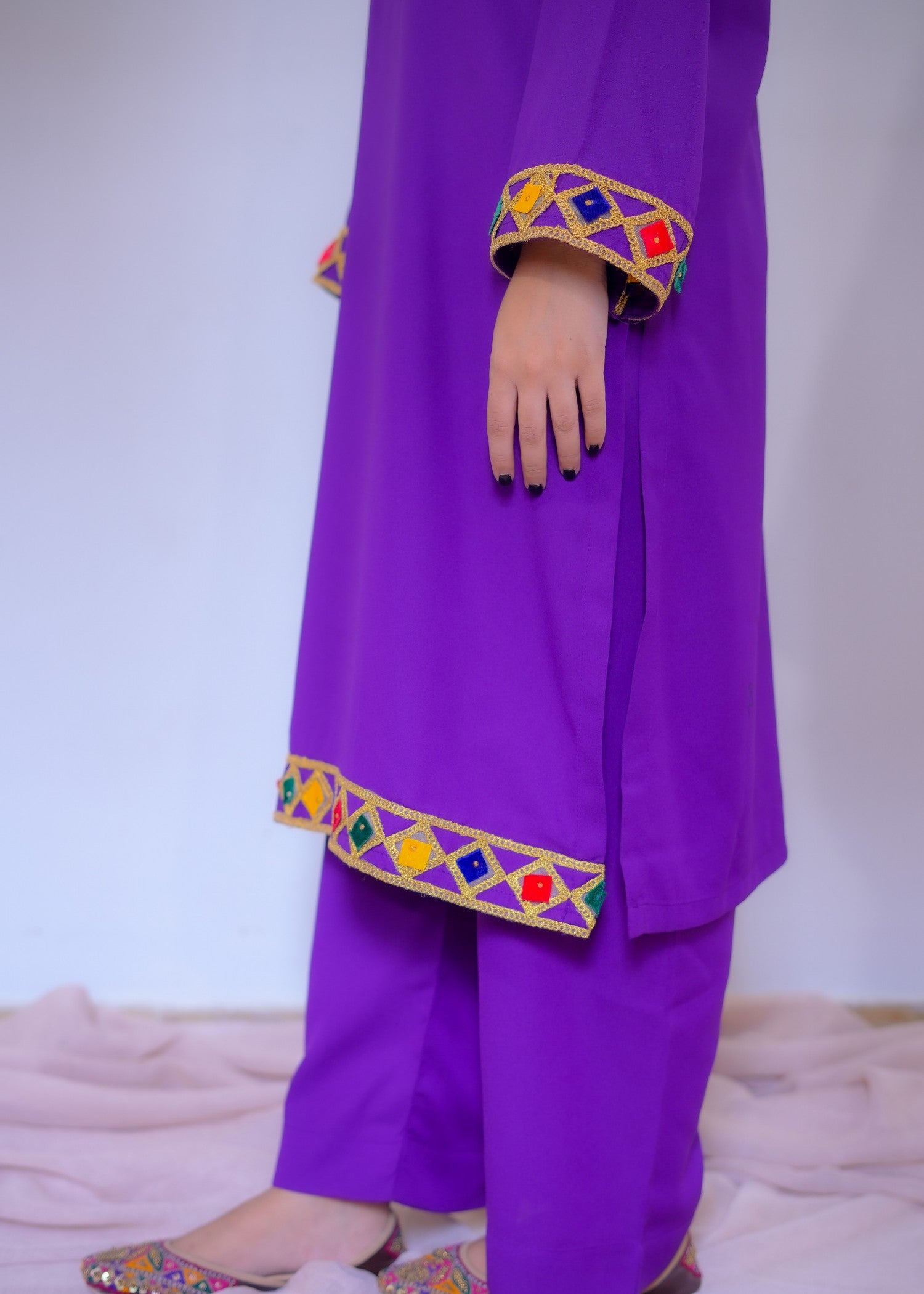 georgette Kurta Set in Electric purple